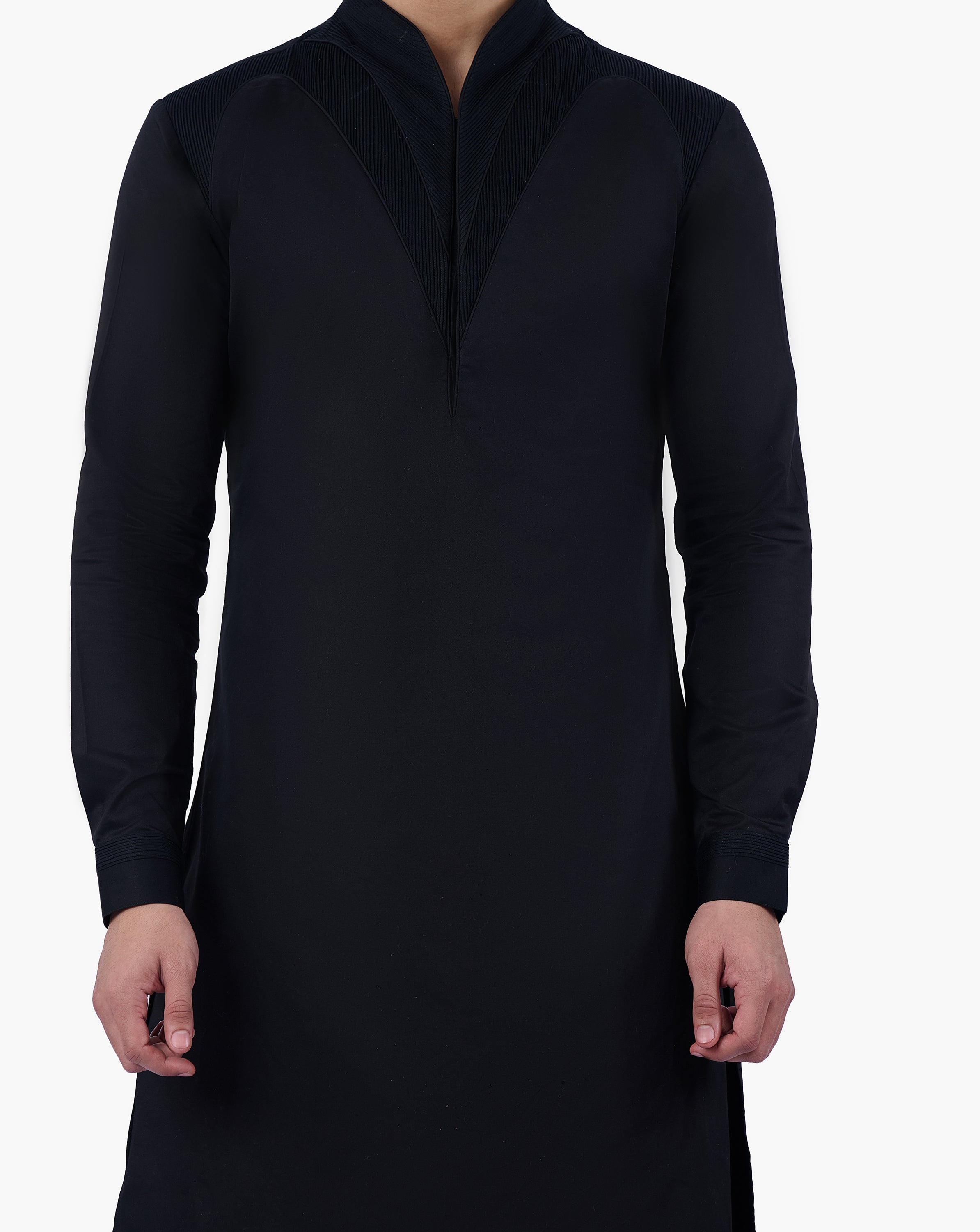 Noir Pintuck Trousers