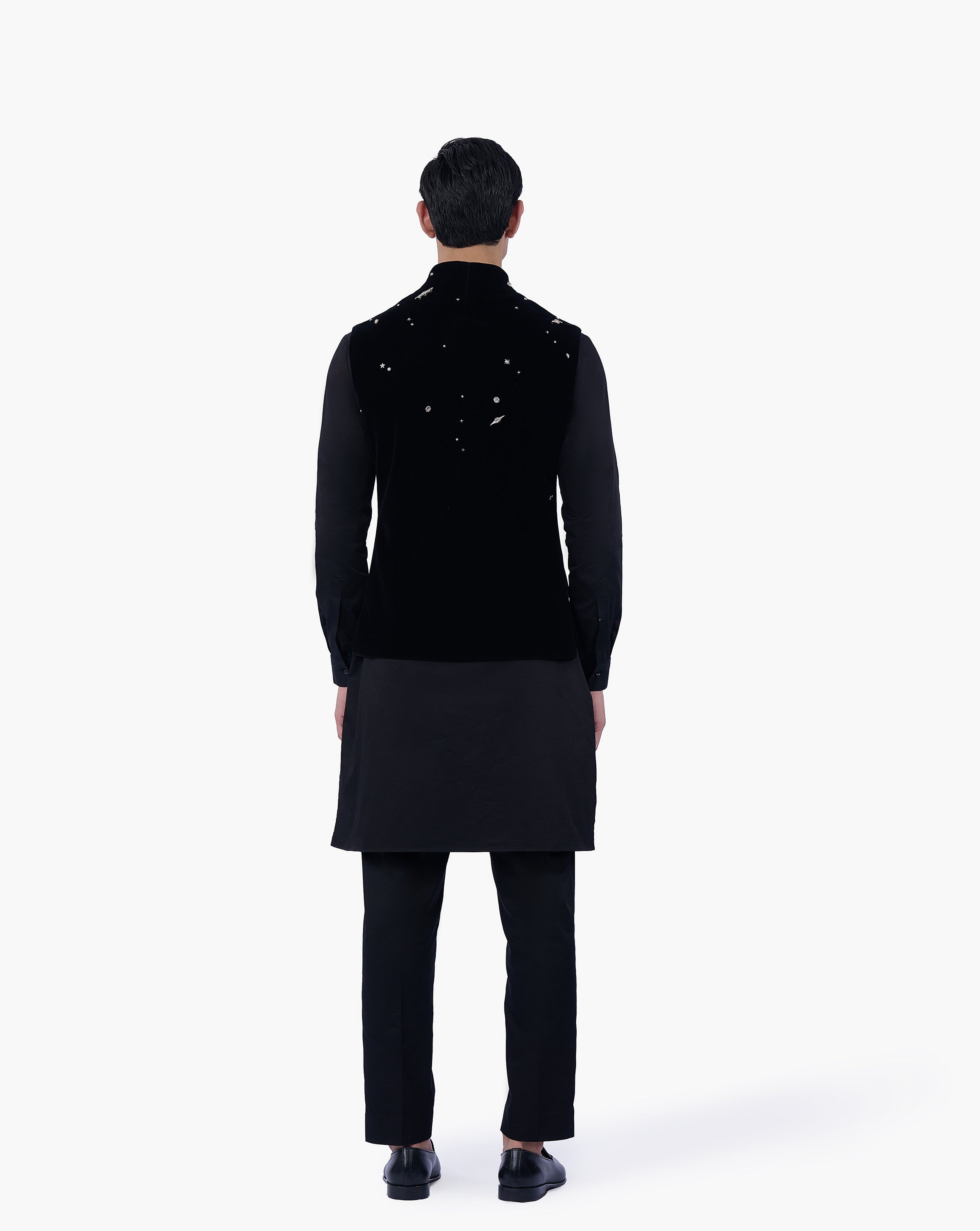 Black Velvet Constellation Nehru Jacket