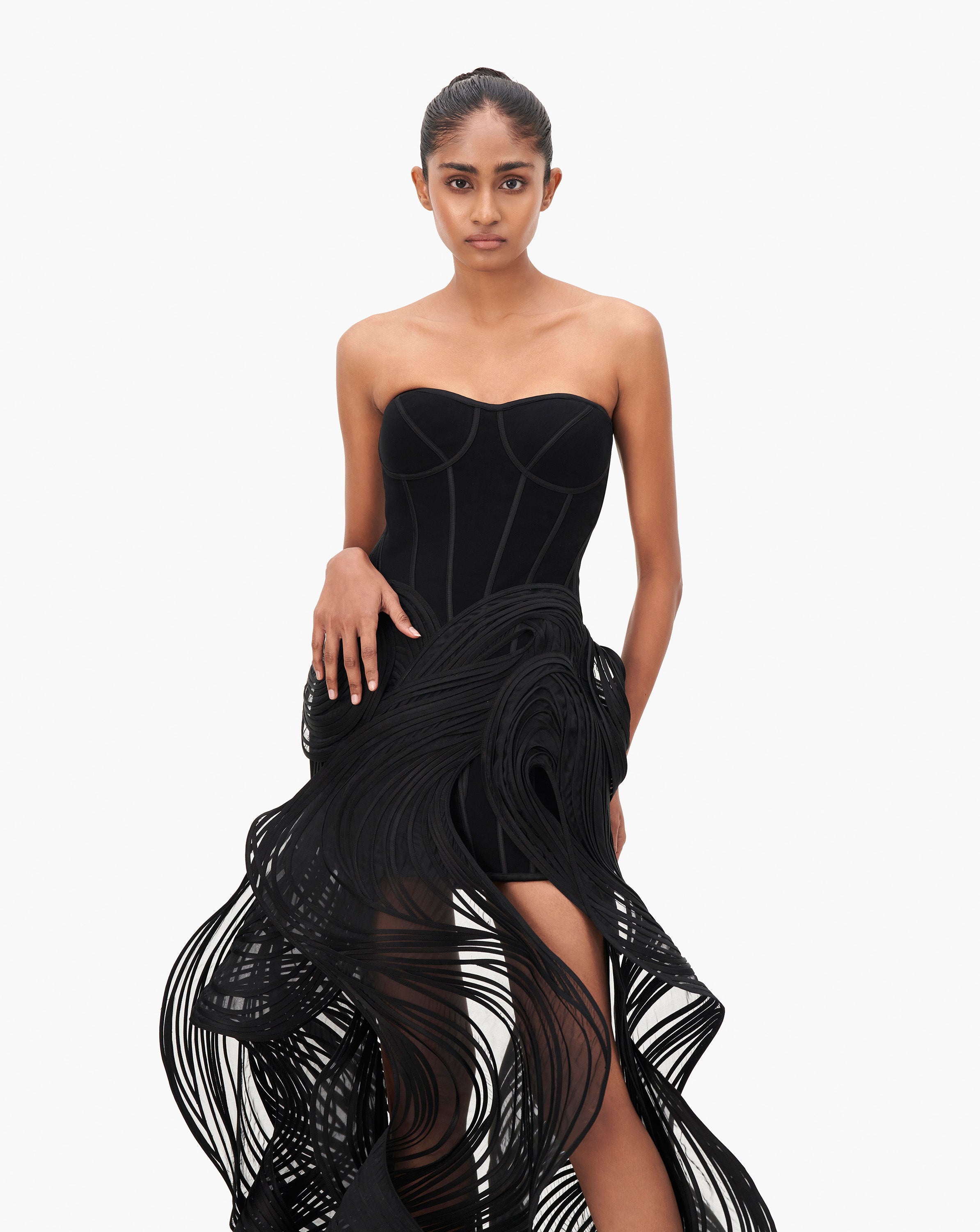 The Noir Sculpt Hem Gown
