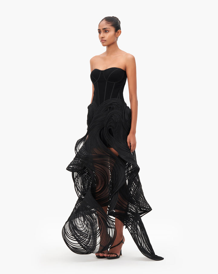 The Noir Sculpt Hem Gown
