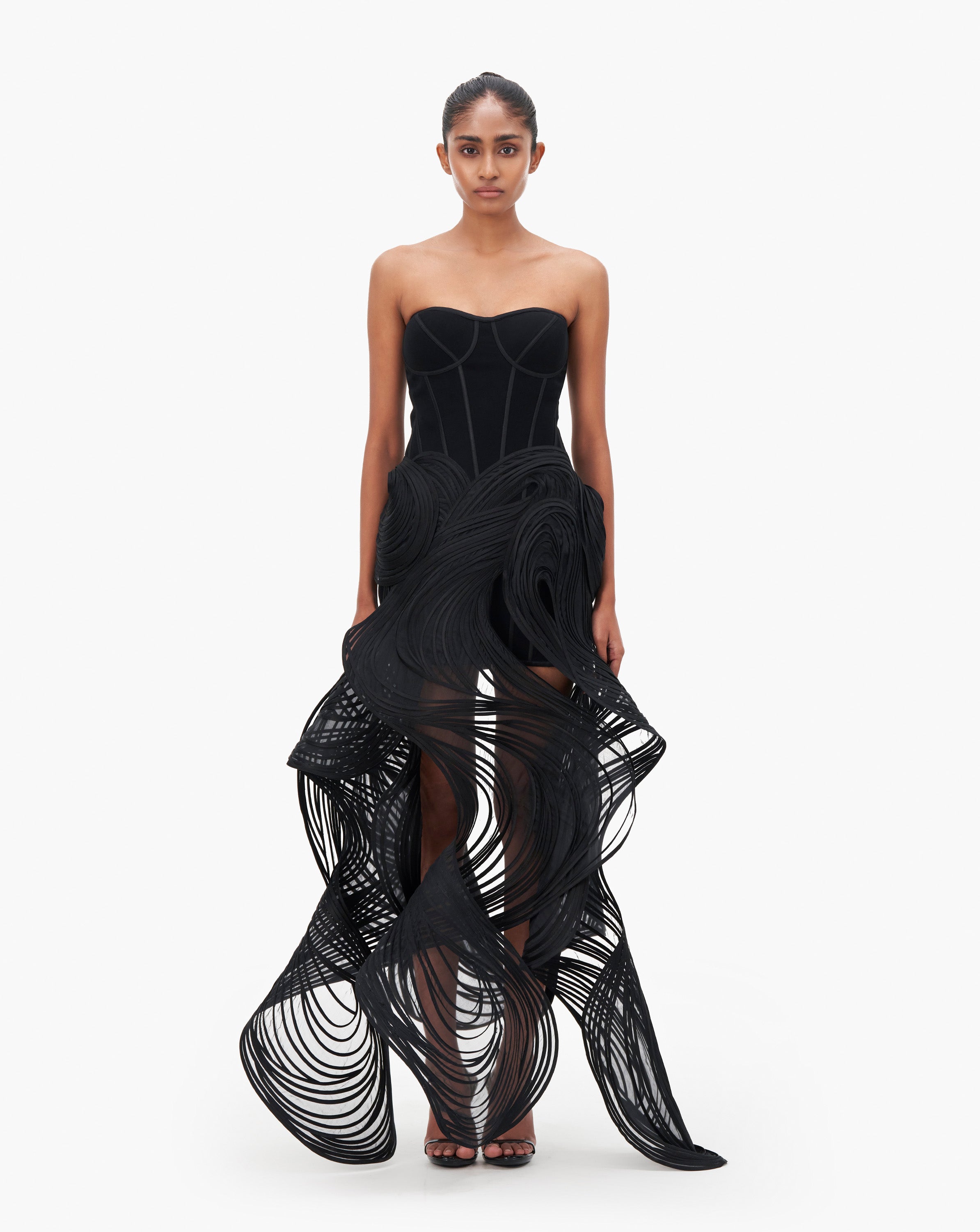 The Noir Sculpt Hem Gown