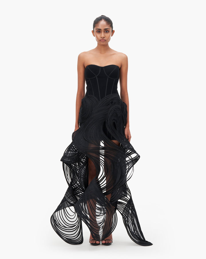 The Noir Sculpt Hem Gown