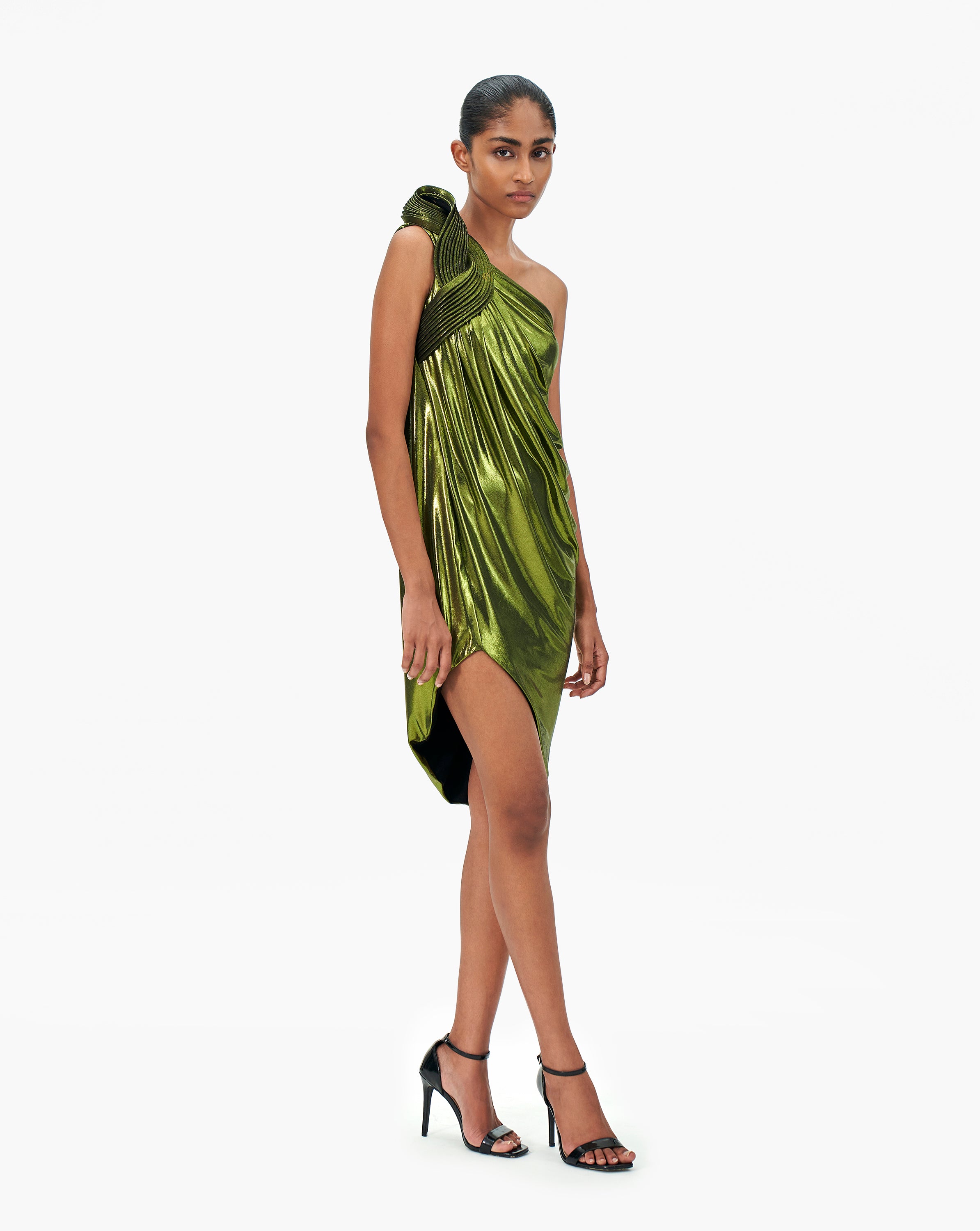 One Shoulder Jersey Draped Cocktail Dress – Gaurav Gupta Official