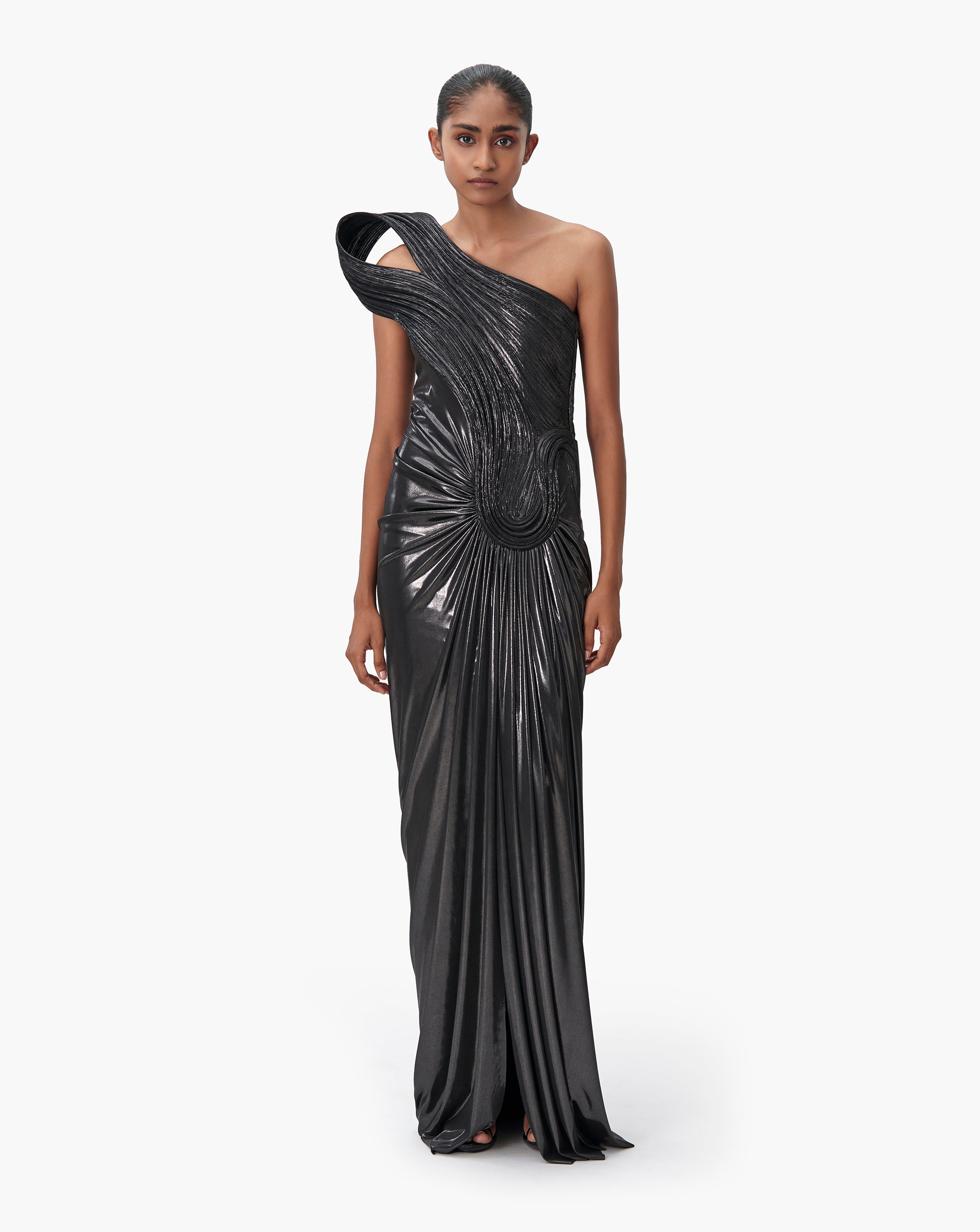 Karmen Draped Gown- Silver – Top Glam Shop