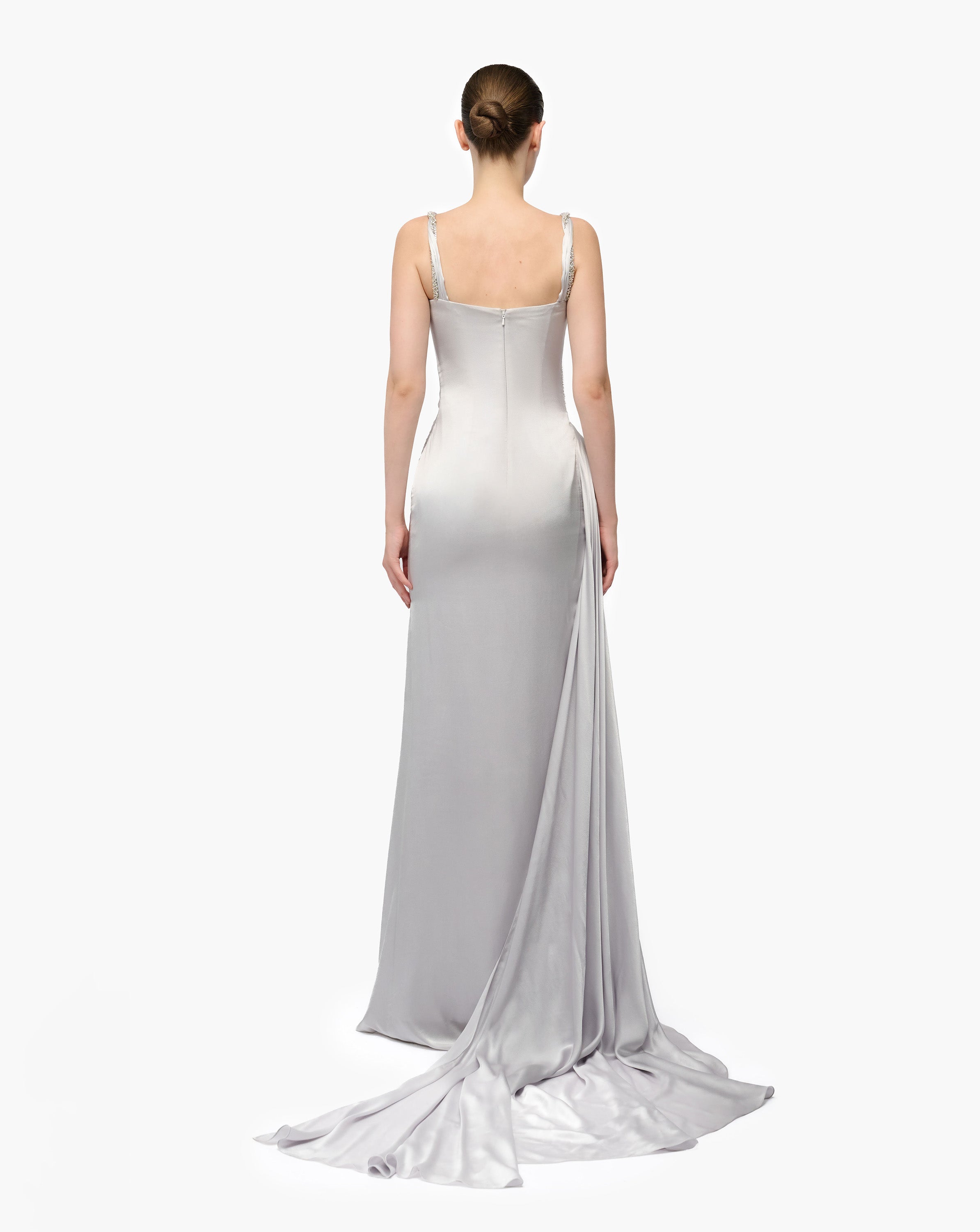 Crystal Bloom Peplum Gown