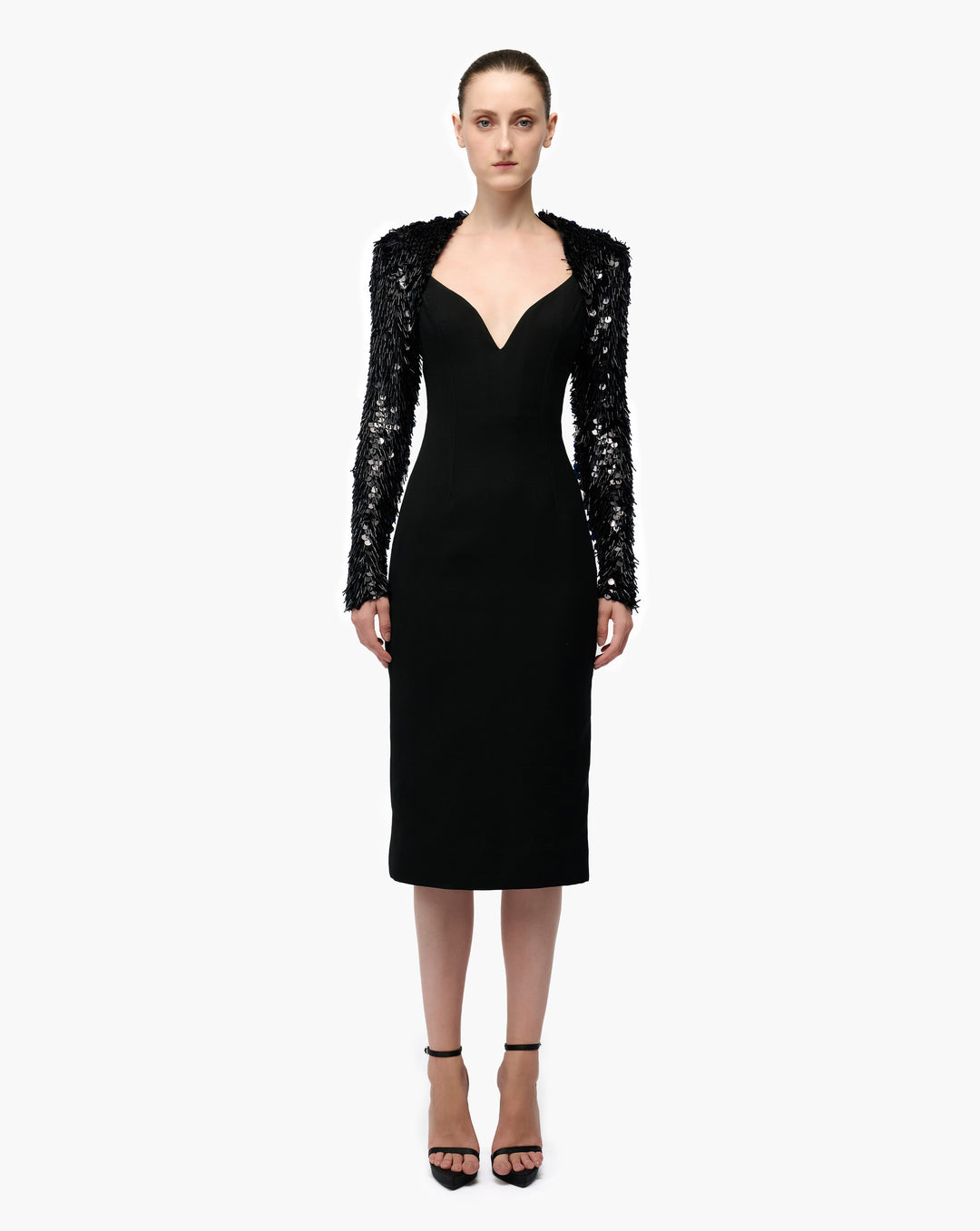 Fringed Sequin Midi Dress