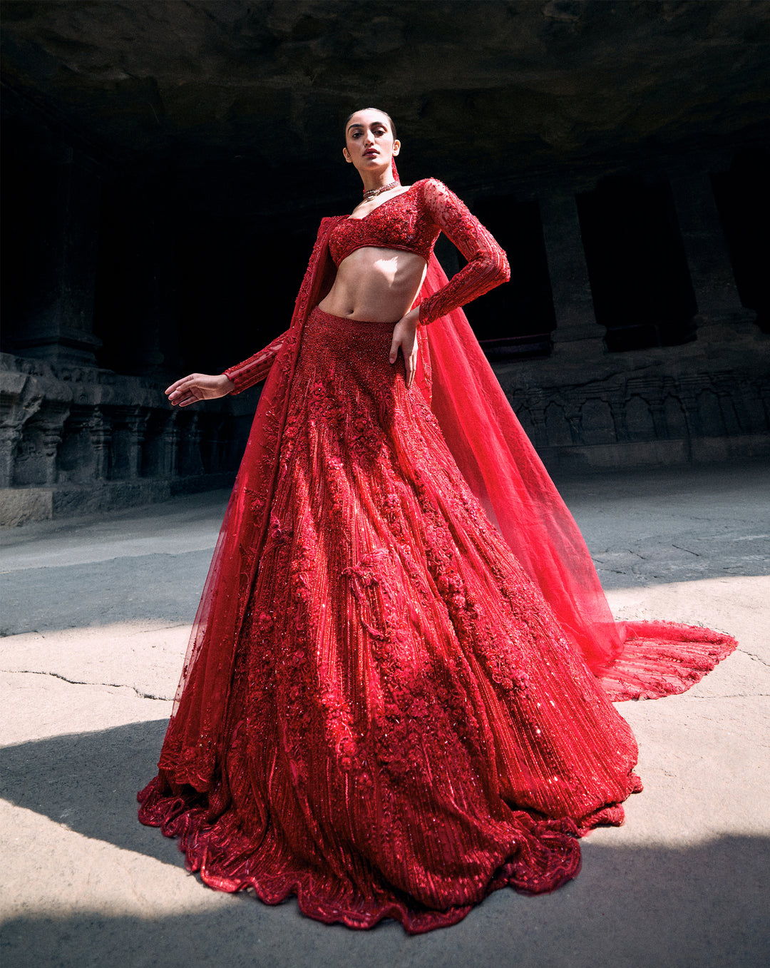 Floral Cascade Bridal Lehenga