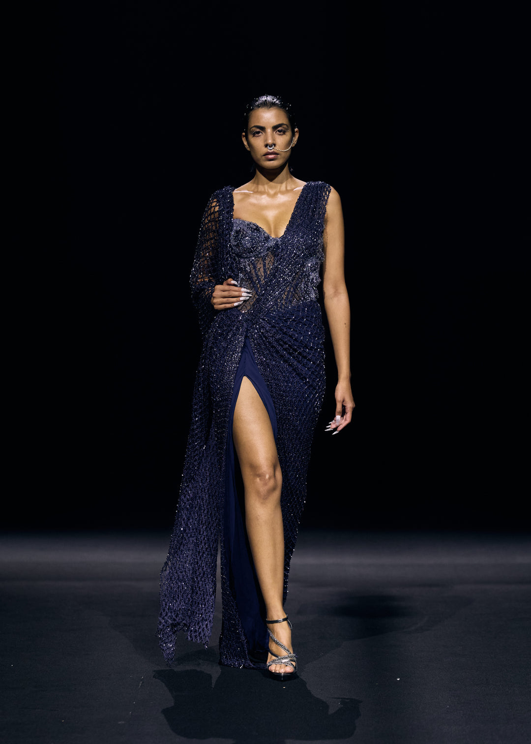 Cosmic Wisteria Saree Gown