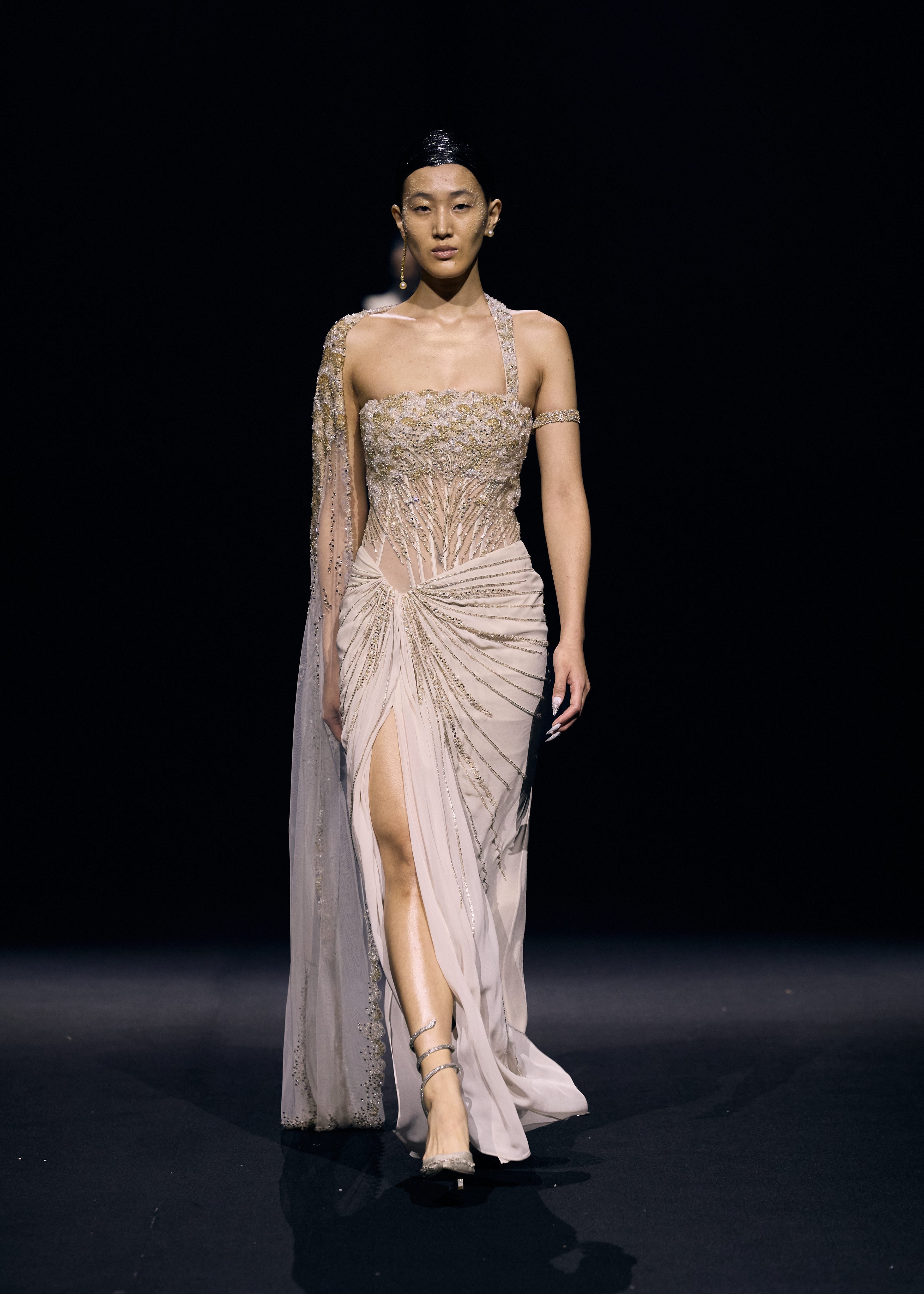 Scalloped Veil Saree Gown