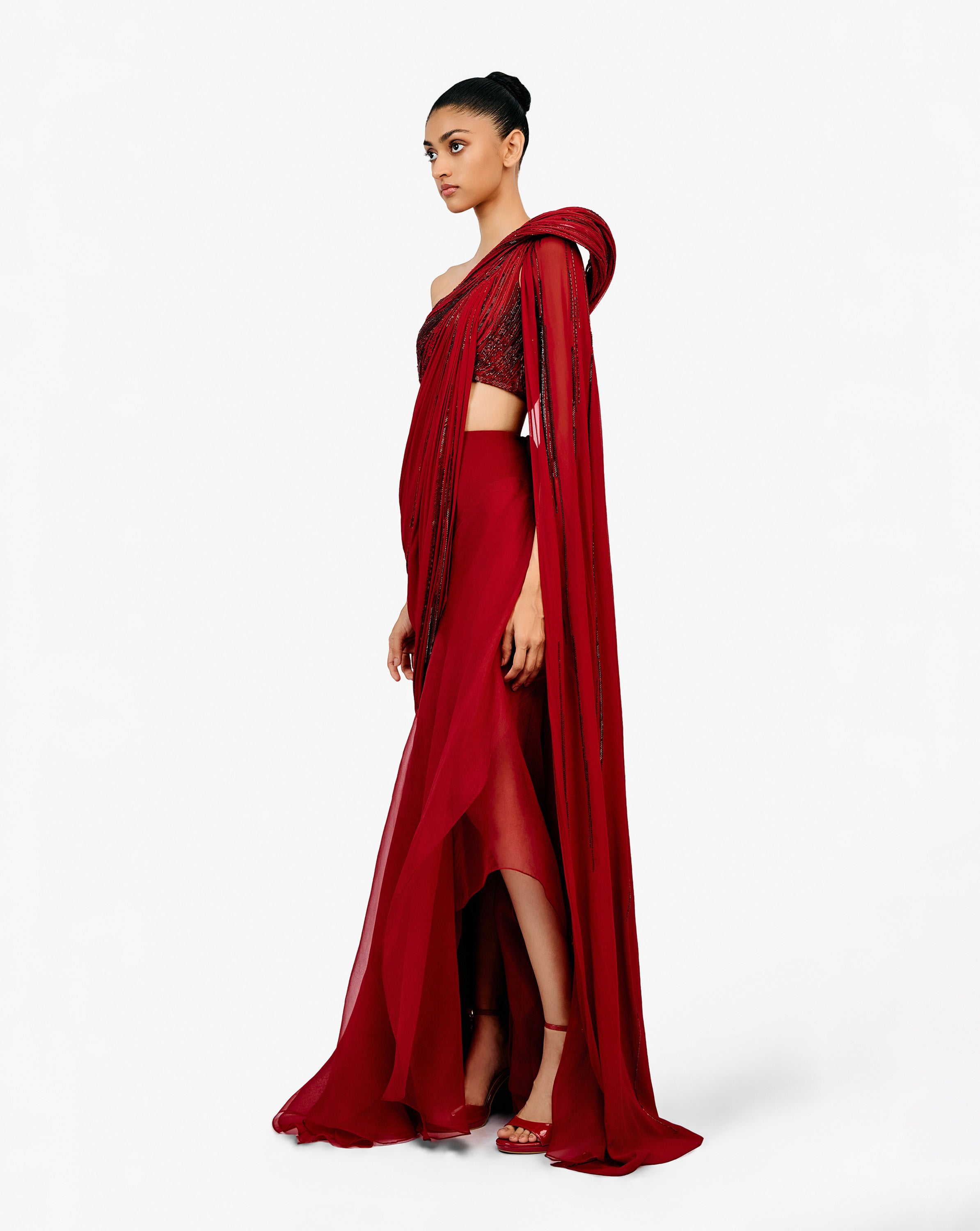 The Grecian Draped Saree Lehenga