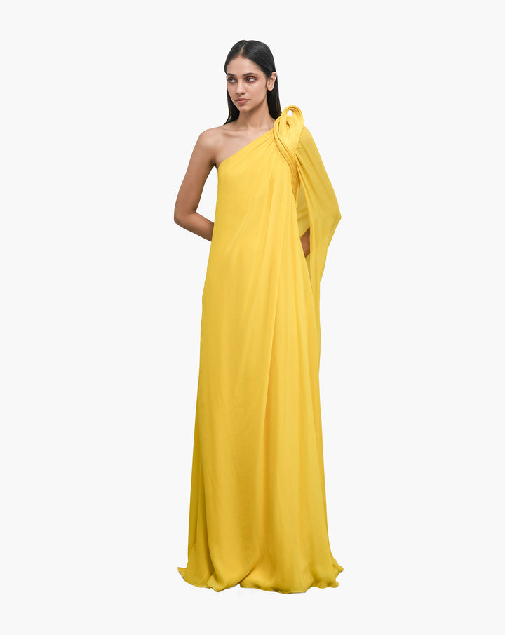 The Solaris Yellow One-Shoulder Gown