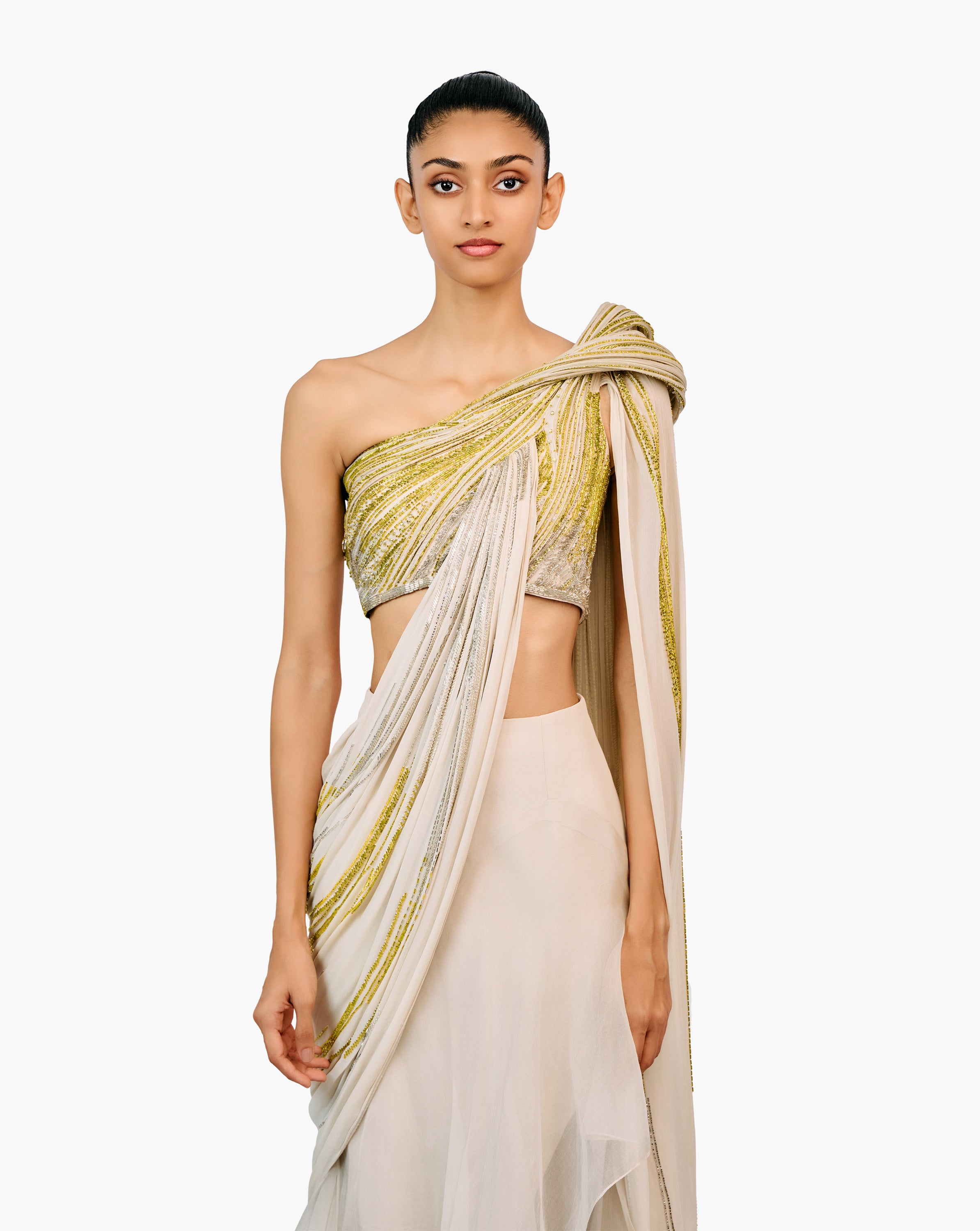 The Grecian Draped Saree Lehenga