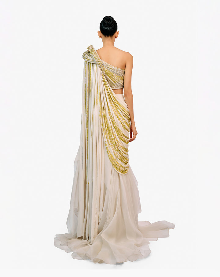 The Grecian Draped Saree Lehenga