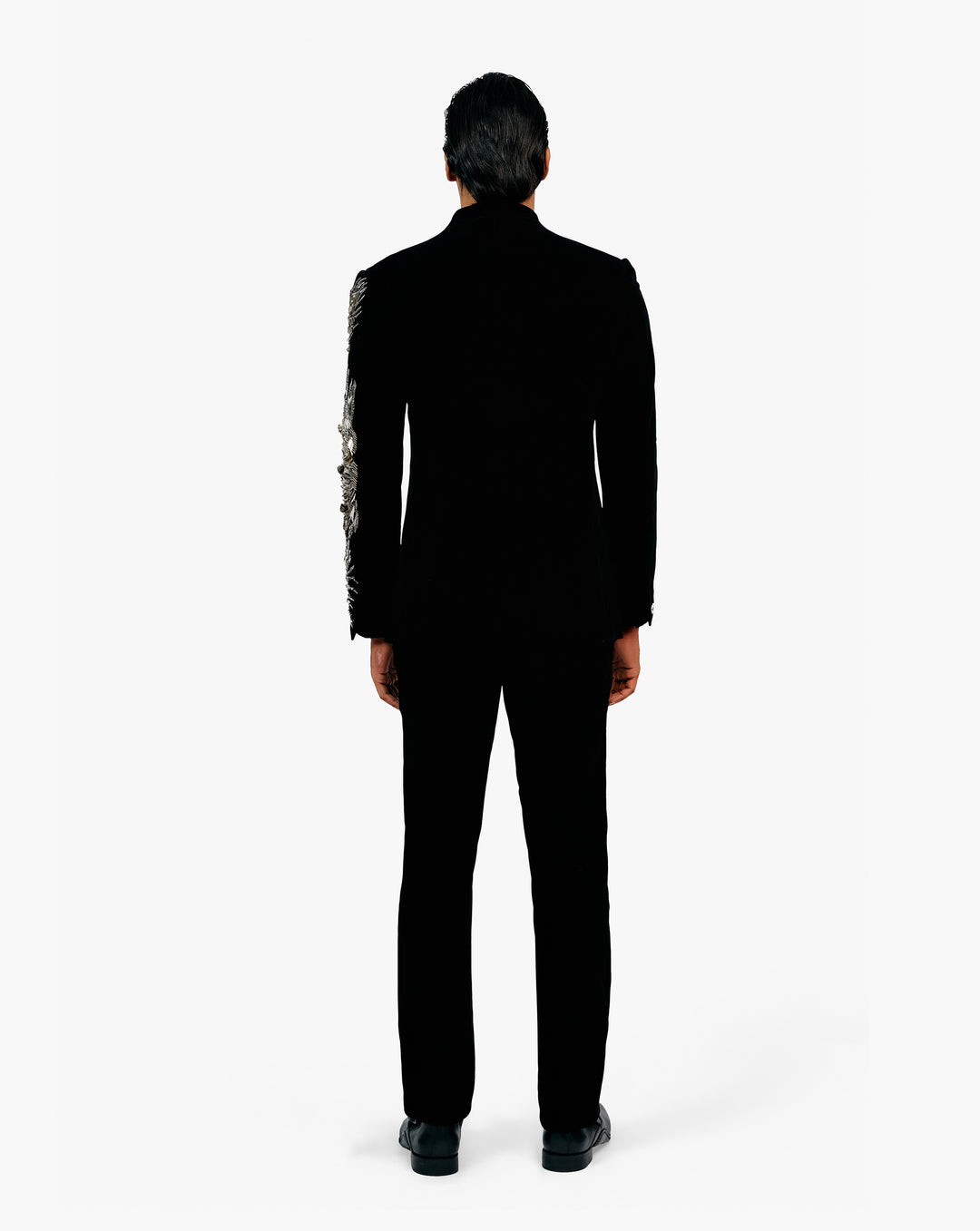 Lineated Velvet Bandhgala