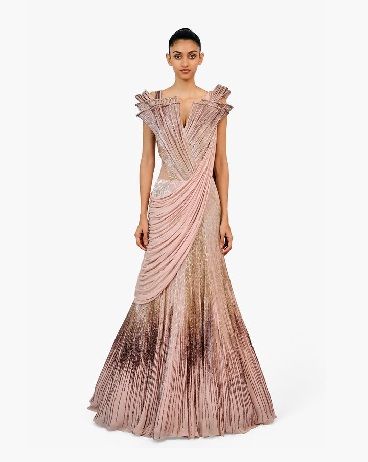 The Stardust Sculpted Saree Lehenga