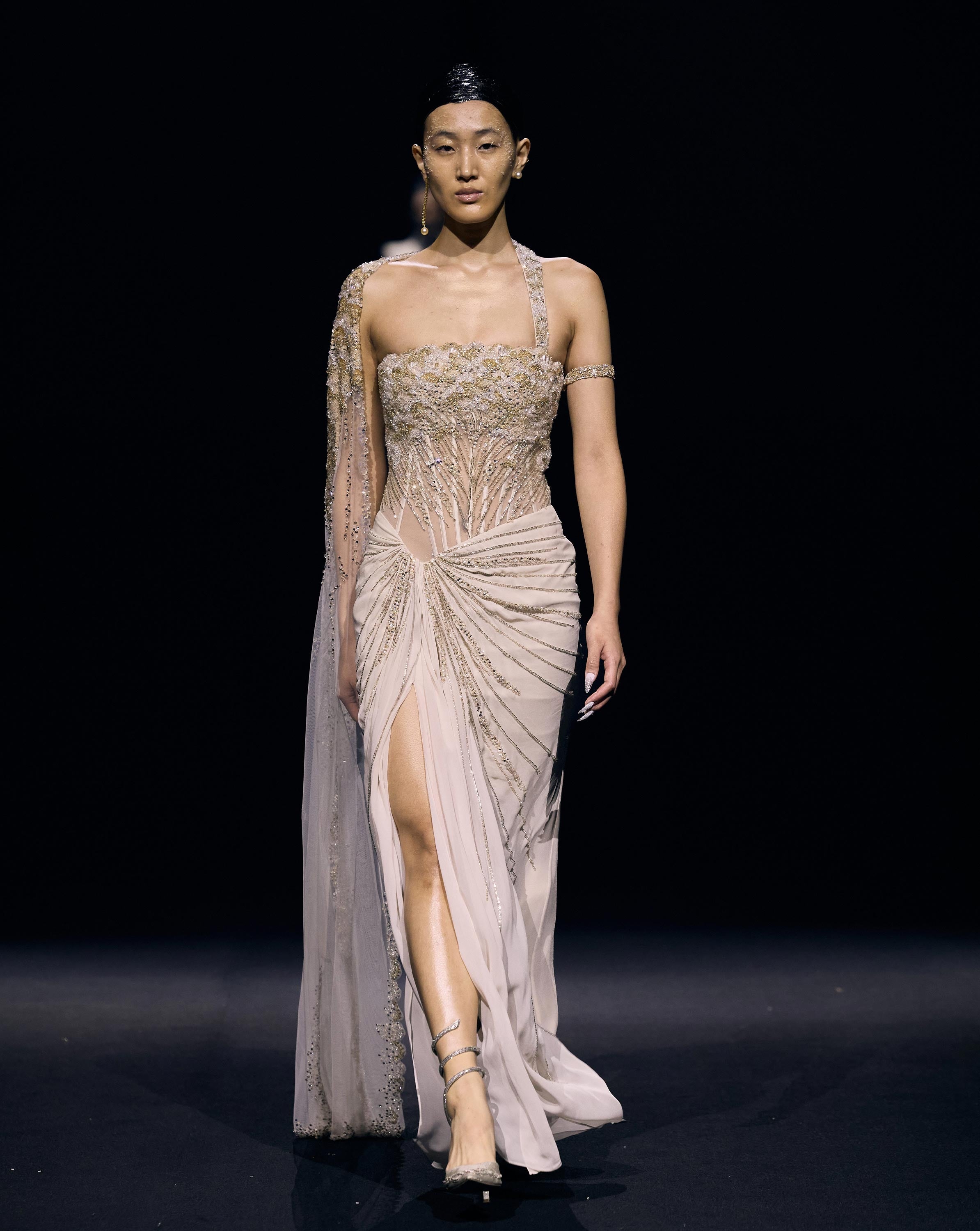 Scalloped Veil Saree Gown