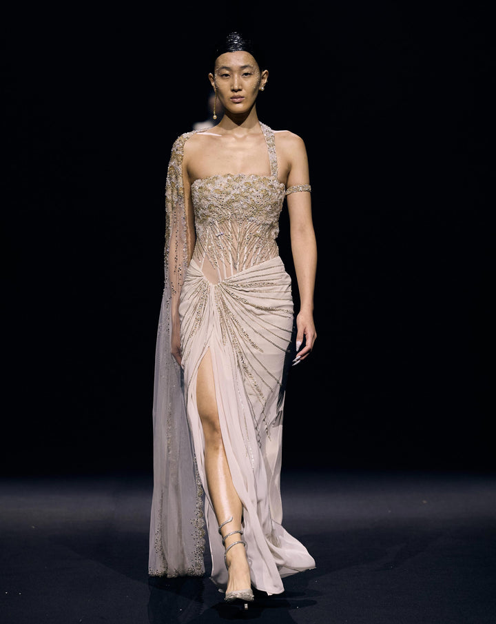 Scalloped Veil Saree Gown