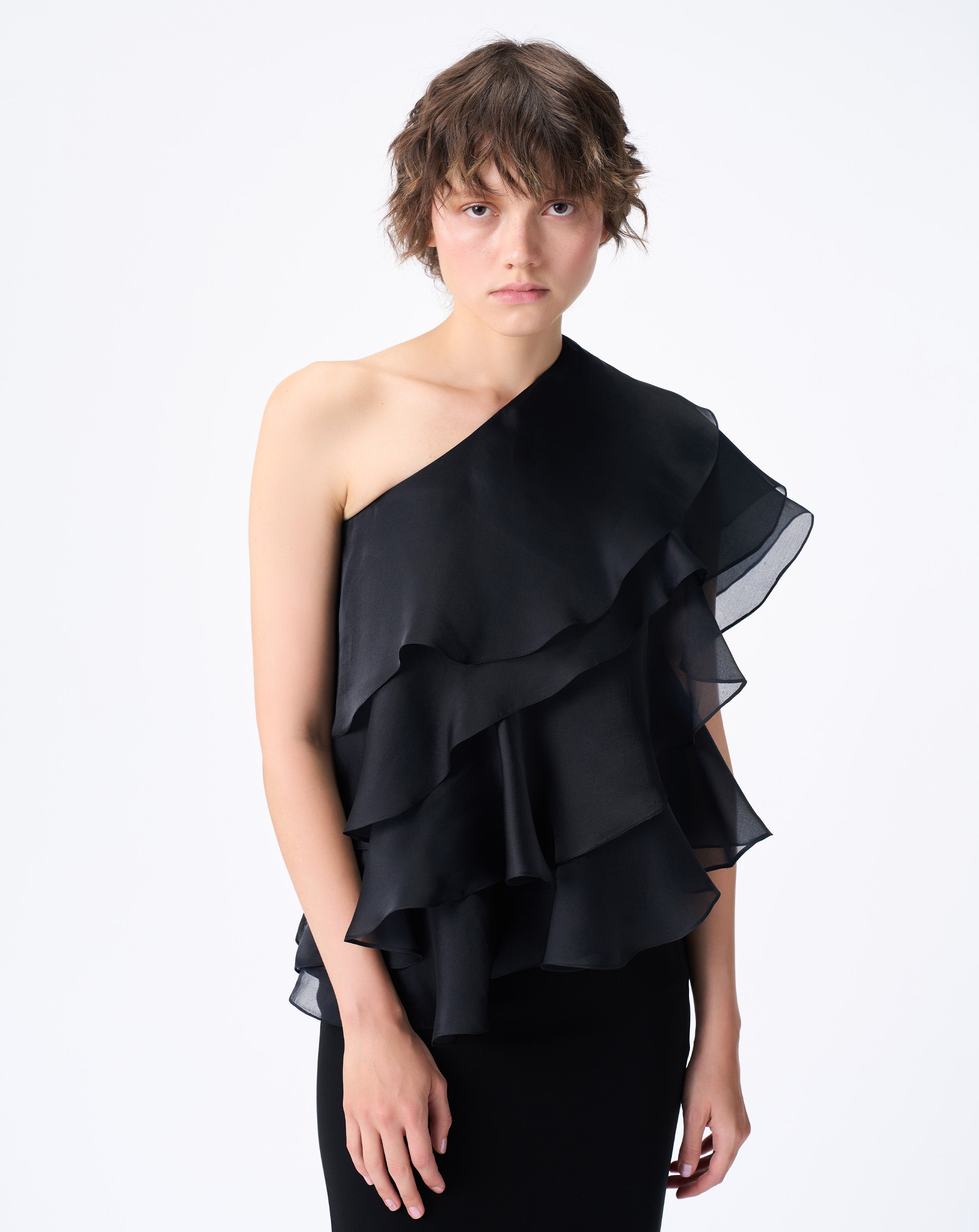 One Shoulder Ripple Top