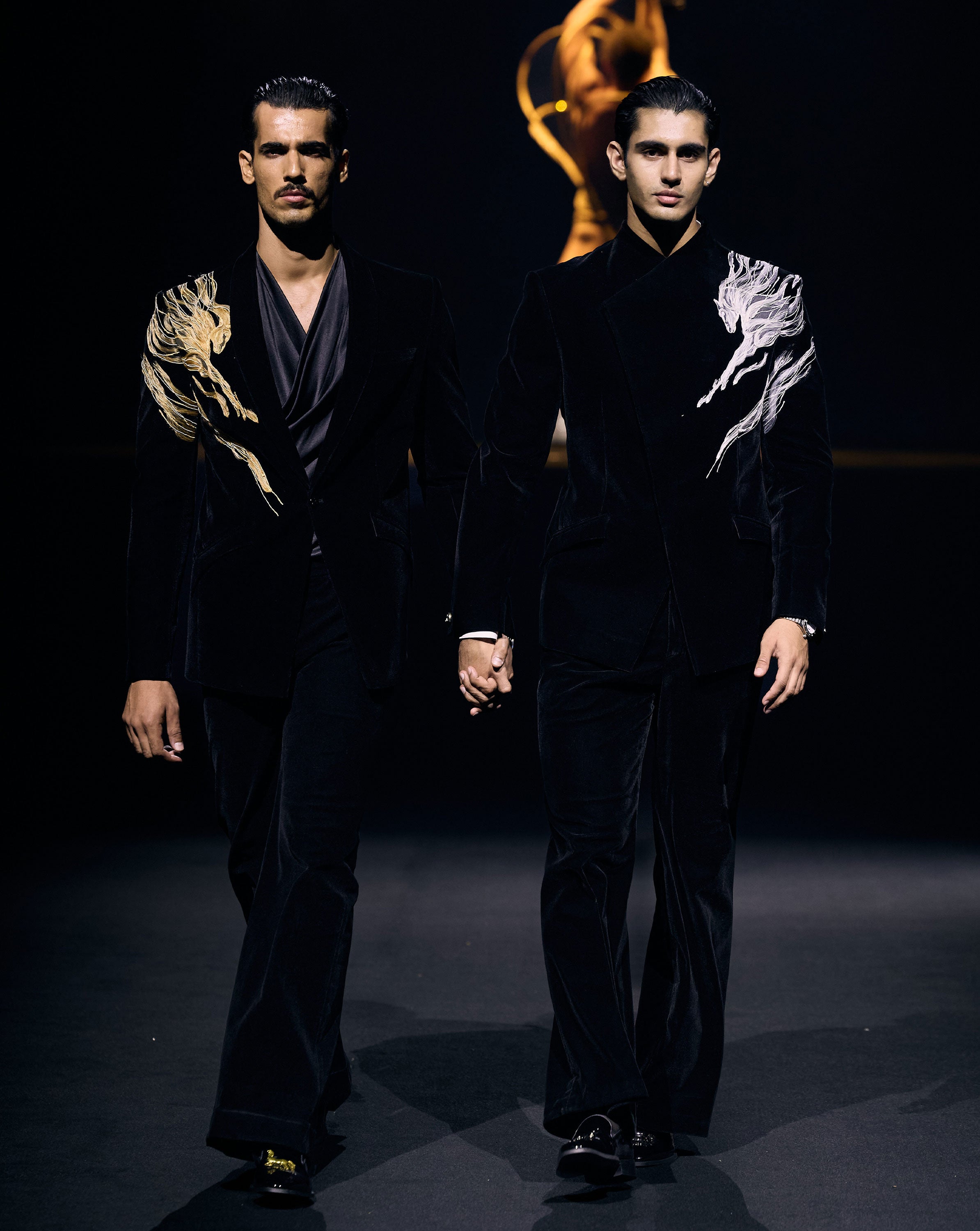 Feathered Pegasus Velvet Bandhgala