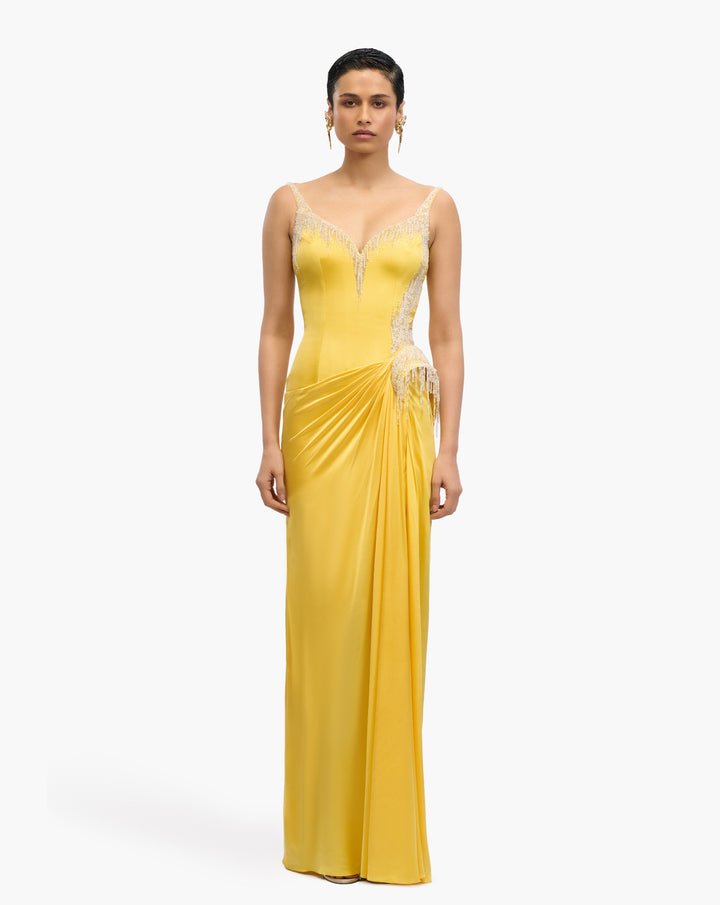 Solar Cast Peplum Gown