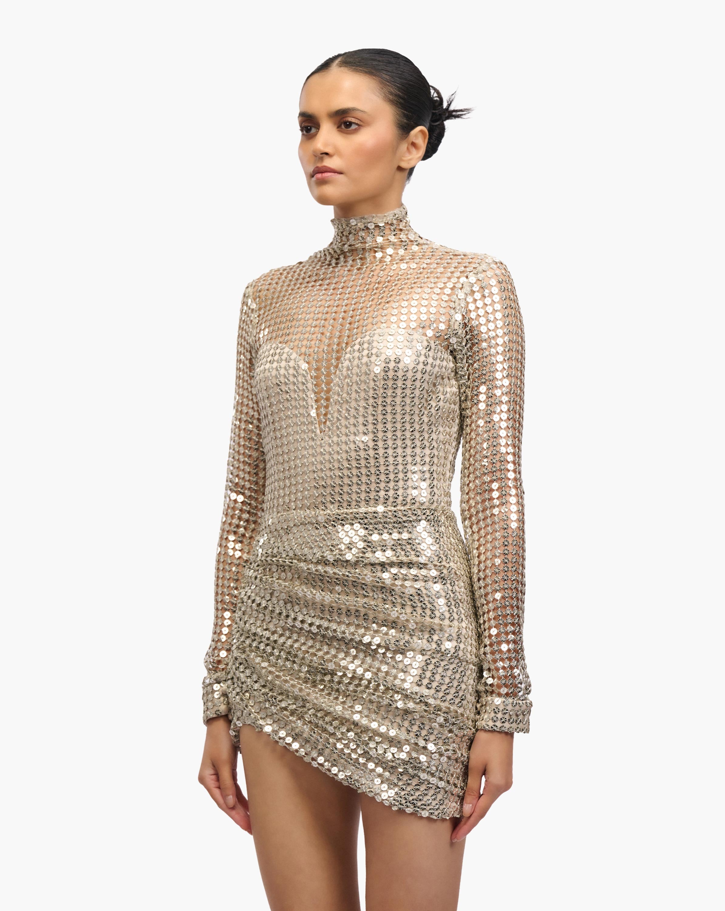 Etoile Drape Sequin Dress