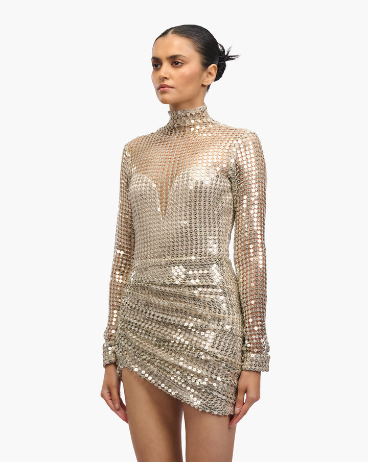 Etoile Drape Sequin Dress