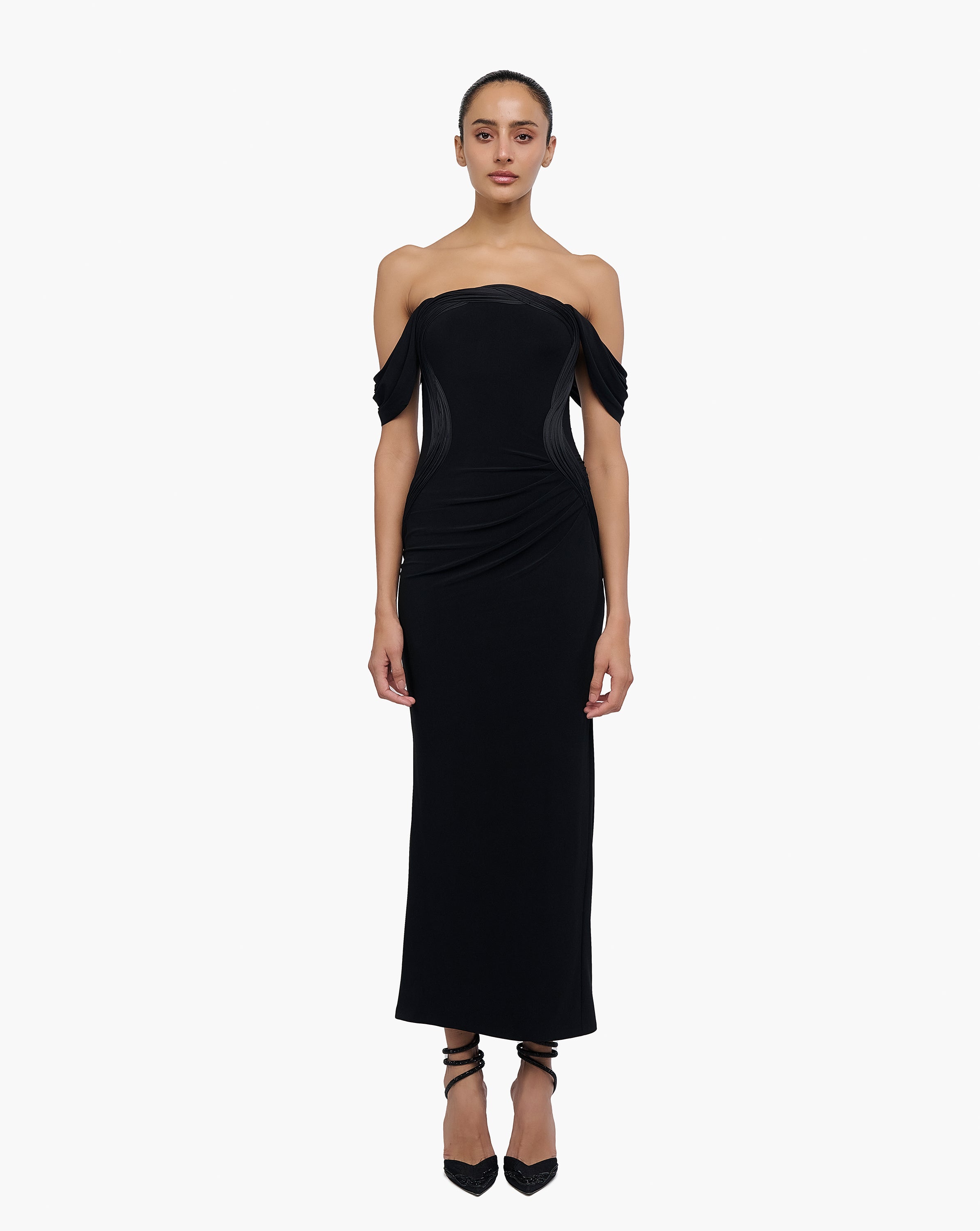 Noir Flow Midi Dress