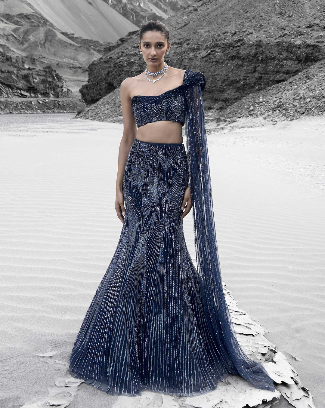 Midnight Cascade Lehenga