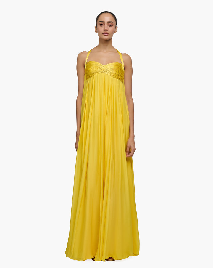 Solar Bloom Chiffon Gown