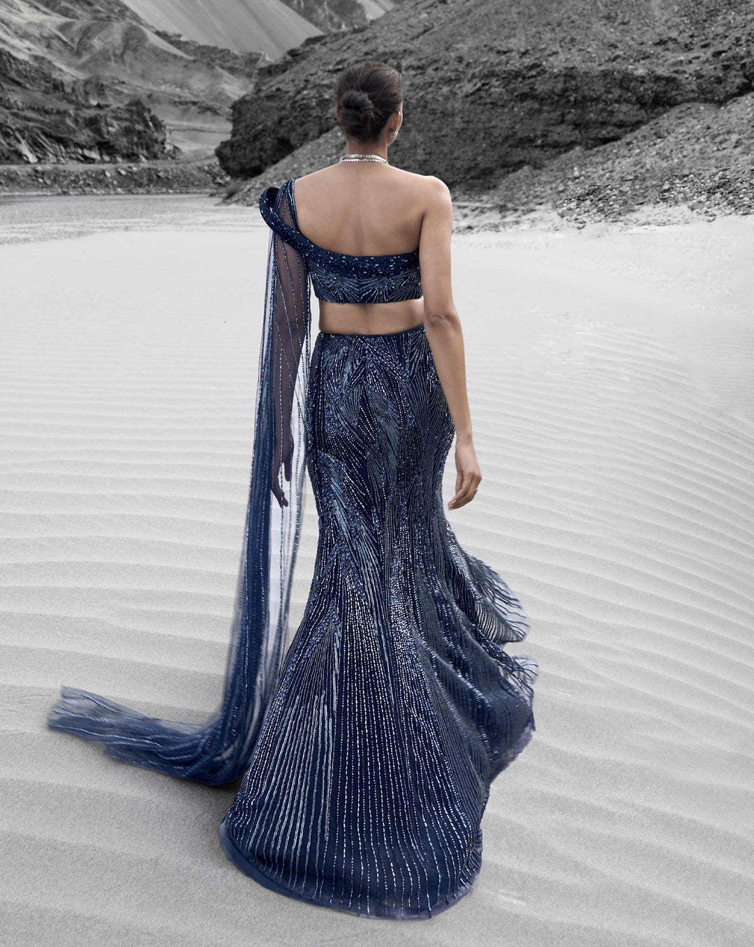 Midnight Cascade Lehenga