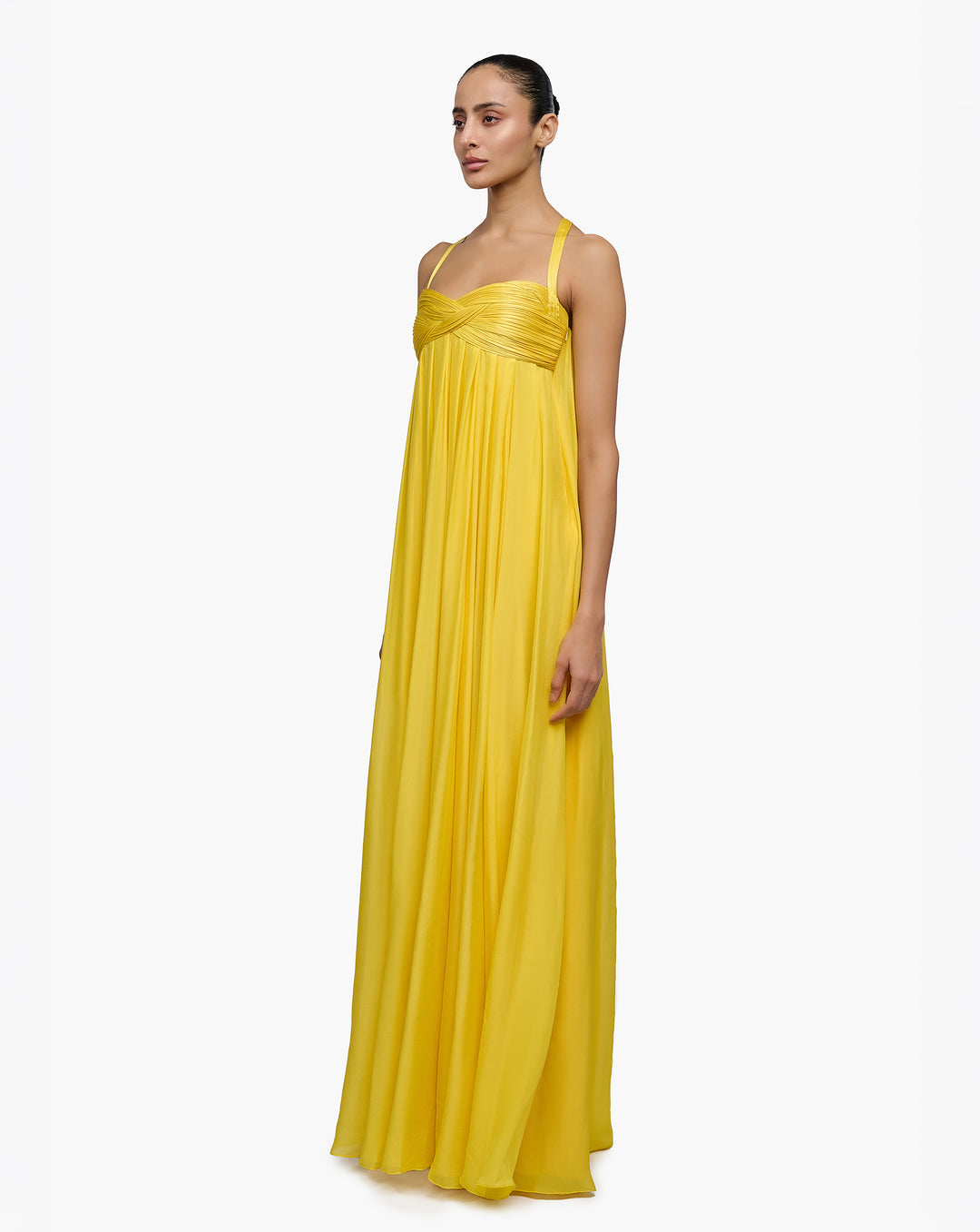 Solar Bloom Chiffon Gown