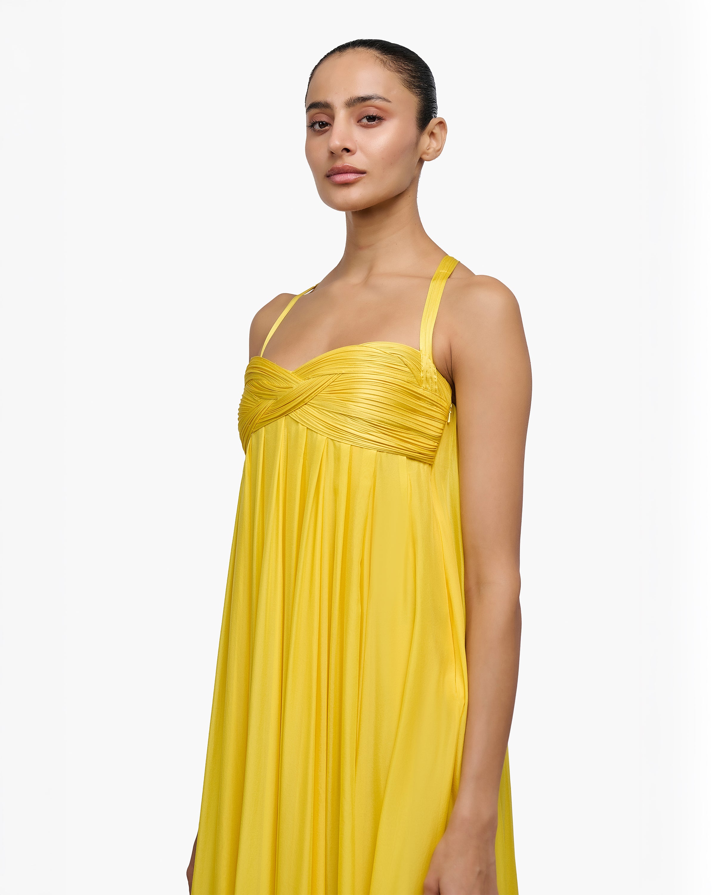 Solar Bloom Chiffon Gown