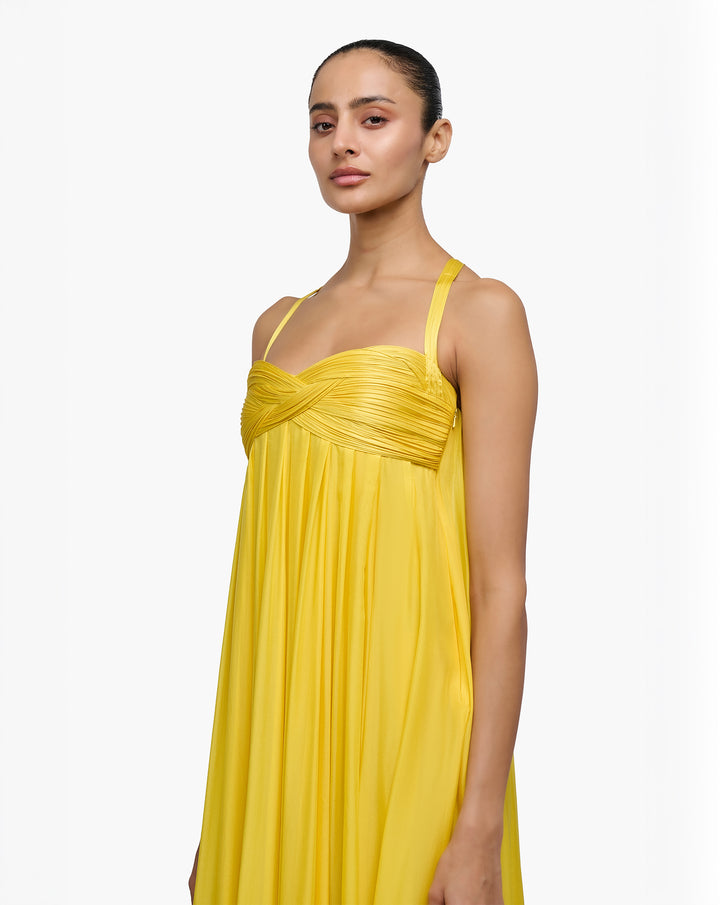 Solar Bloom Chiffon Gown