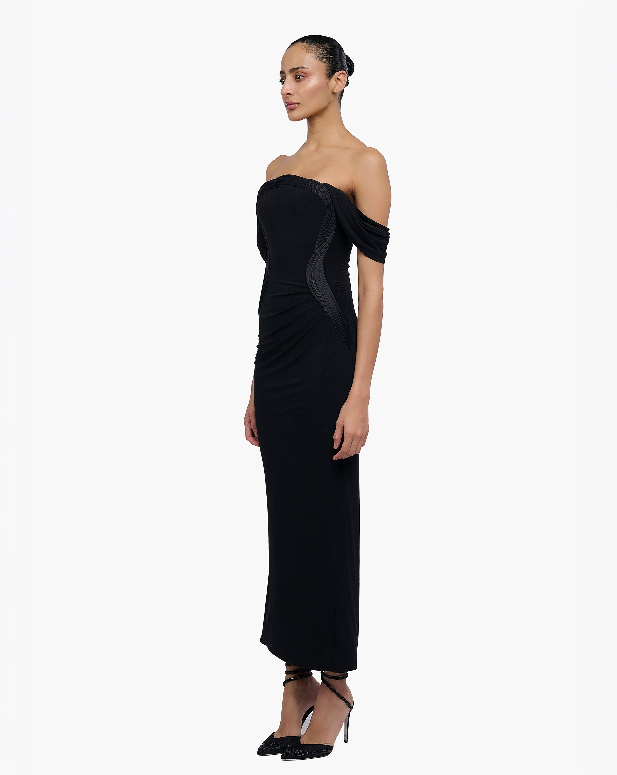 Noir Flow Midi Dress