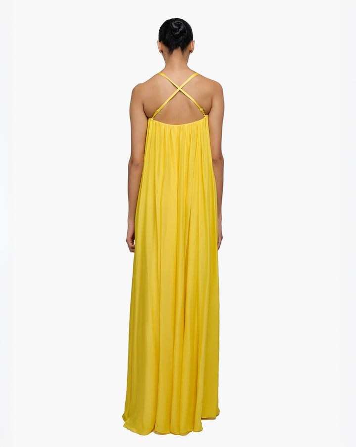 Solar Bloom Chiffon Gown