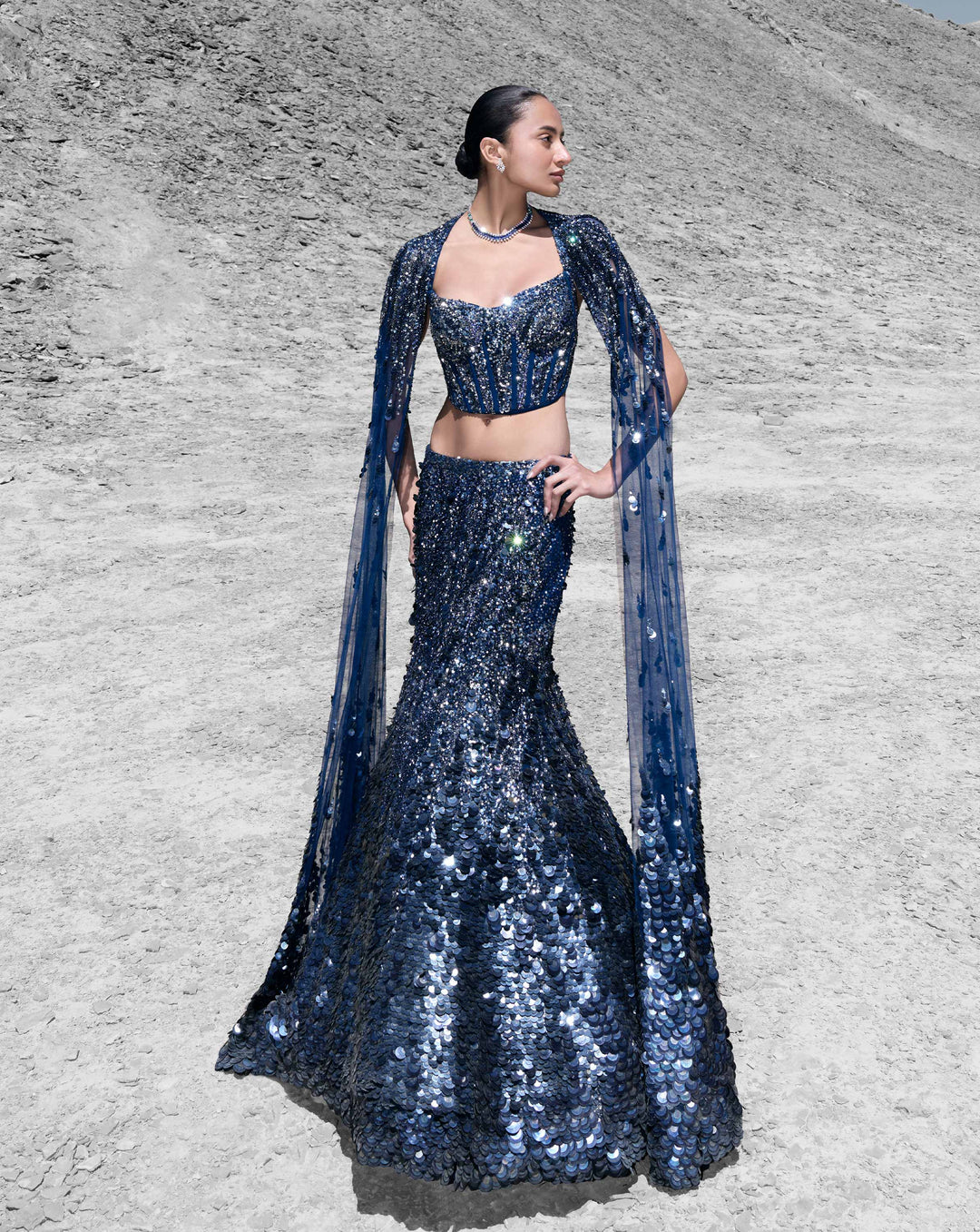 Crystallised Scale Lehenga