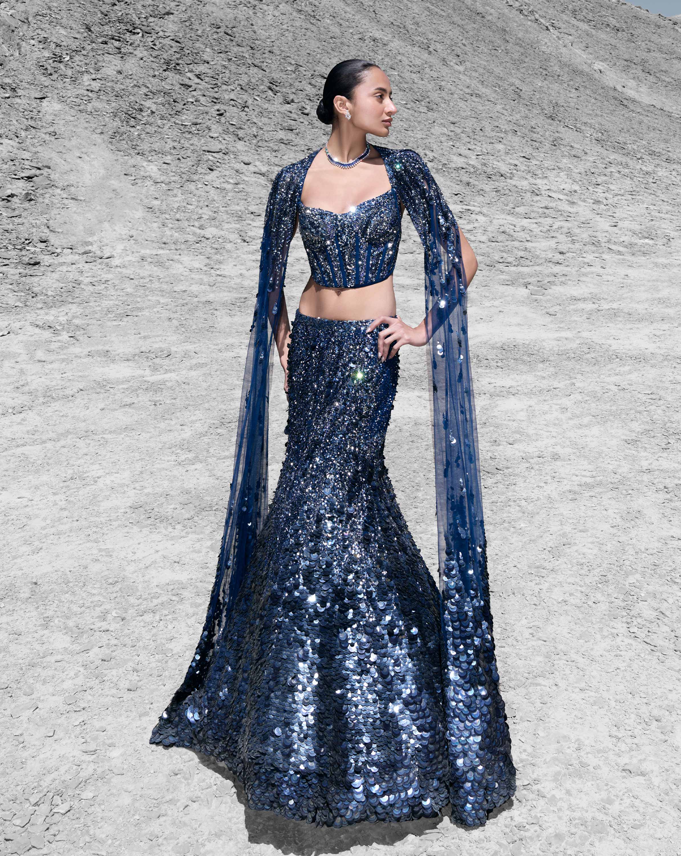 Crystallised Scale Lehenga