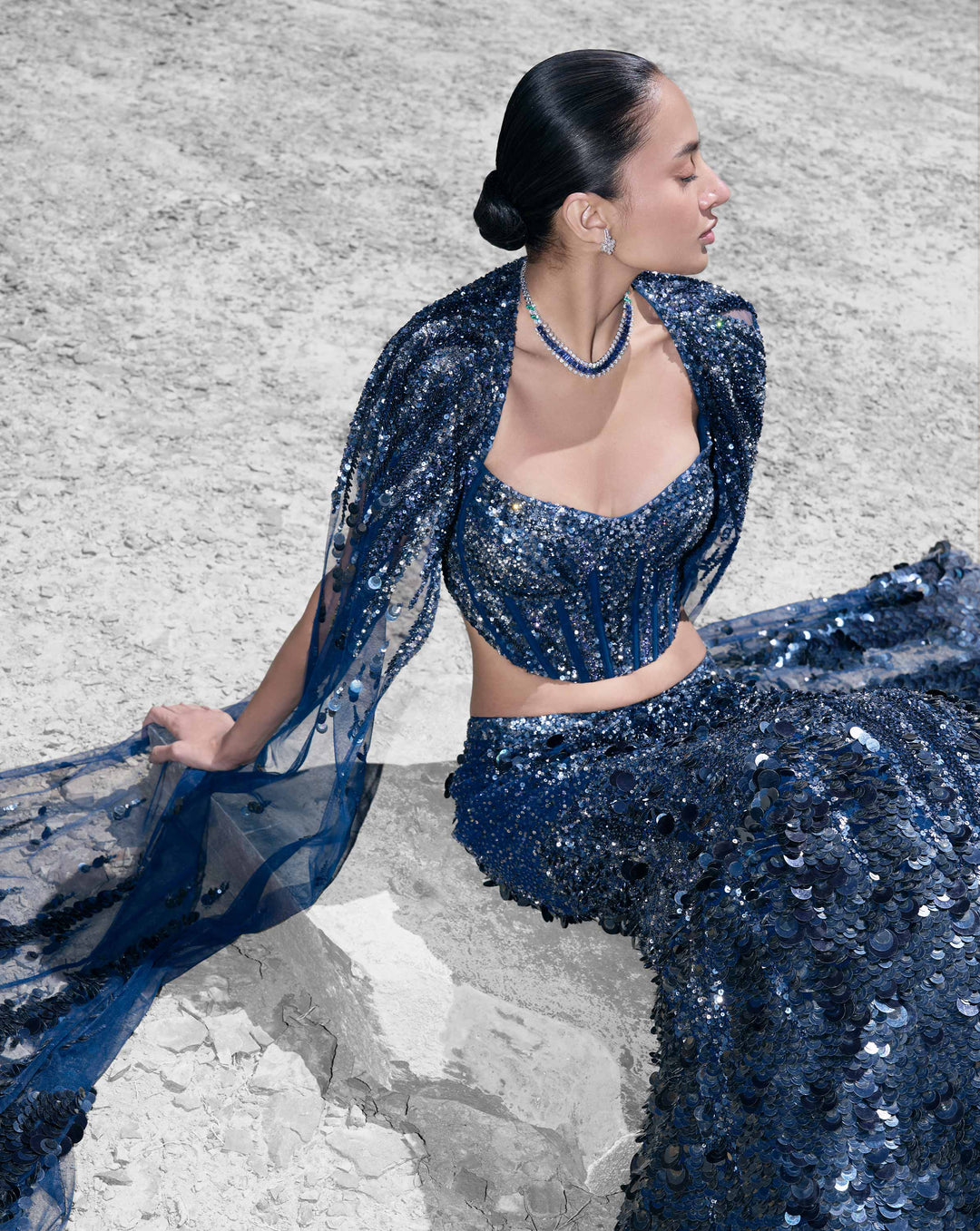 Crystallised Scale Lehenga