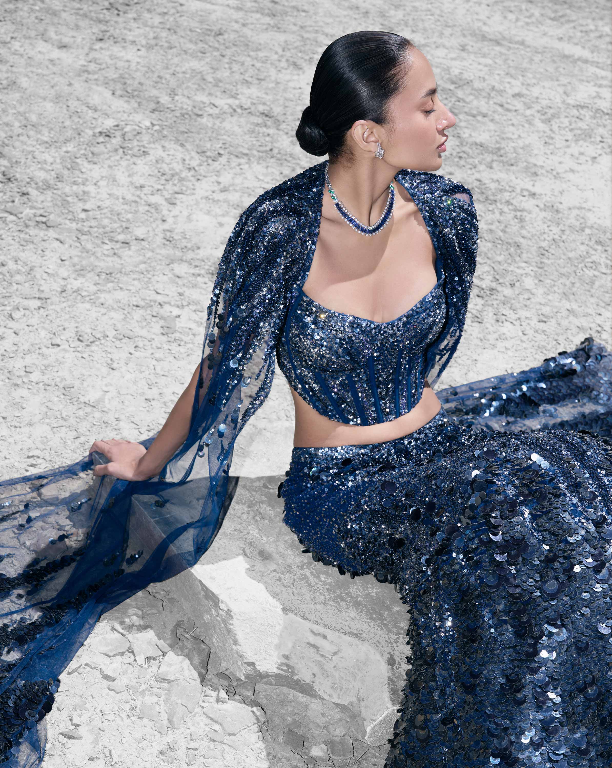 Crystallised Scale Lehenga