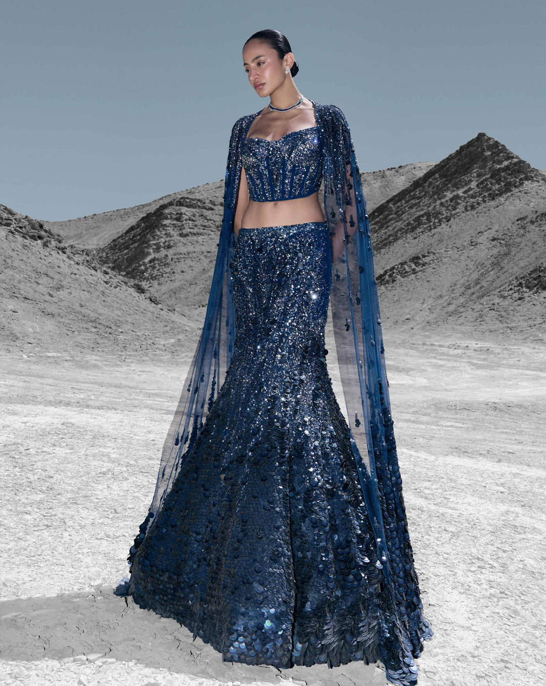 Crystallised Scale Lehenga