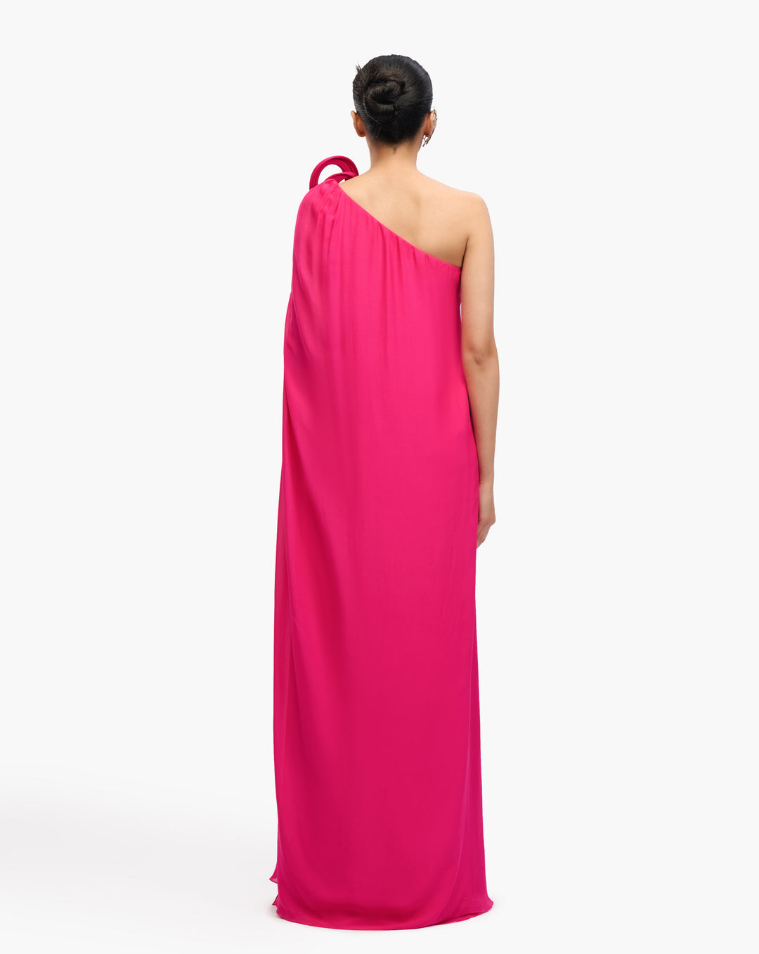 French Fuschia One-Shoulder Gown