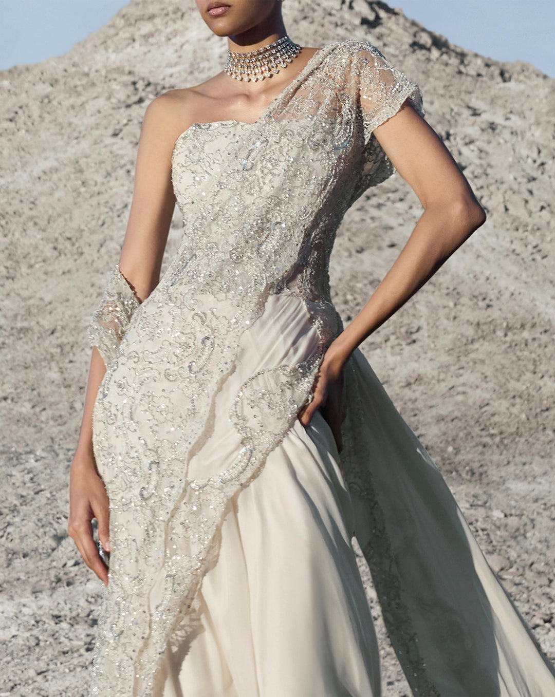 Pearl Lace Saree Gown