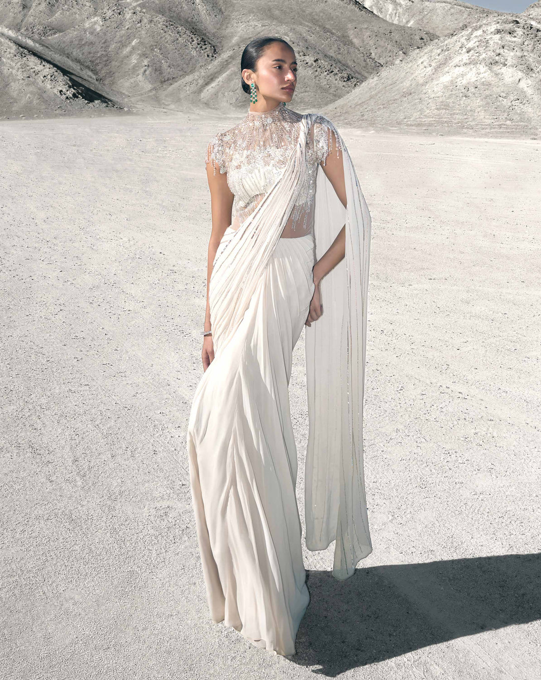 The Floral Pearl Saree Gown