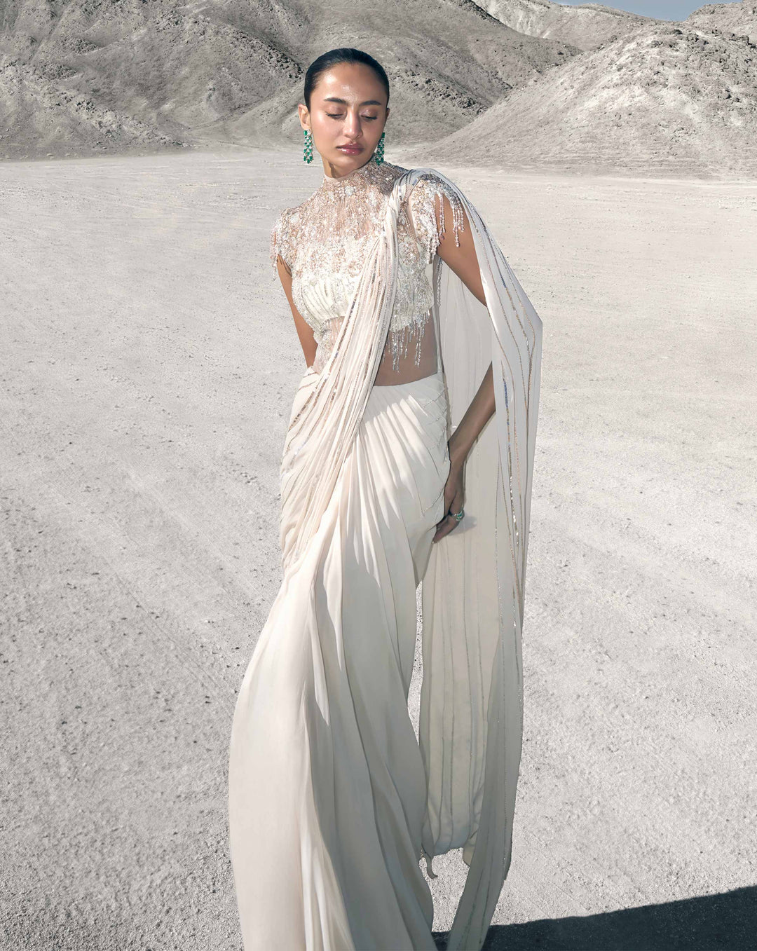 The Floral Pearl Saree Gown