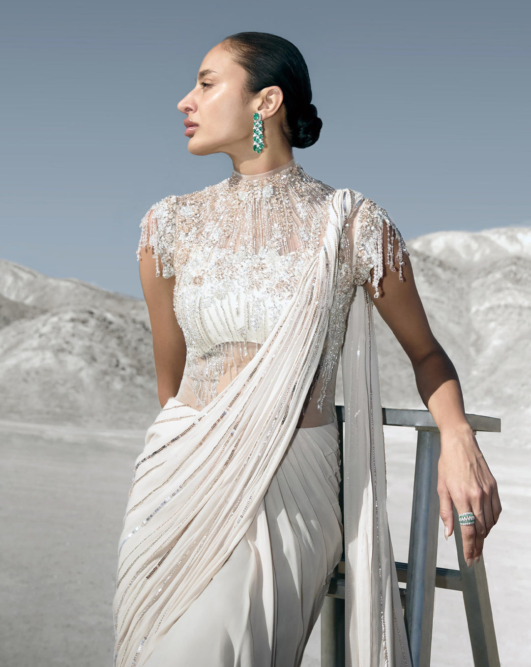 The Floral Pearl Saree Gown