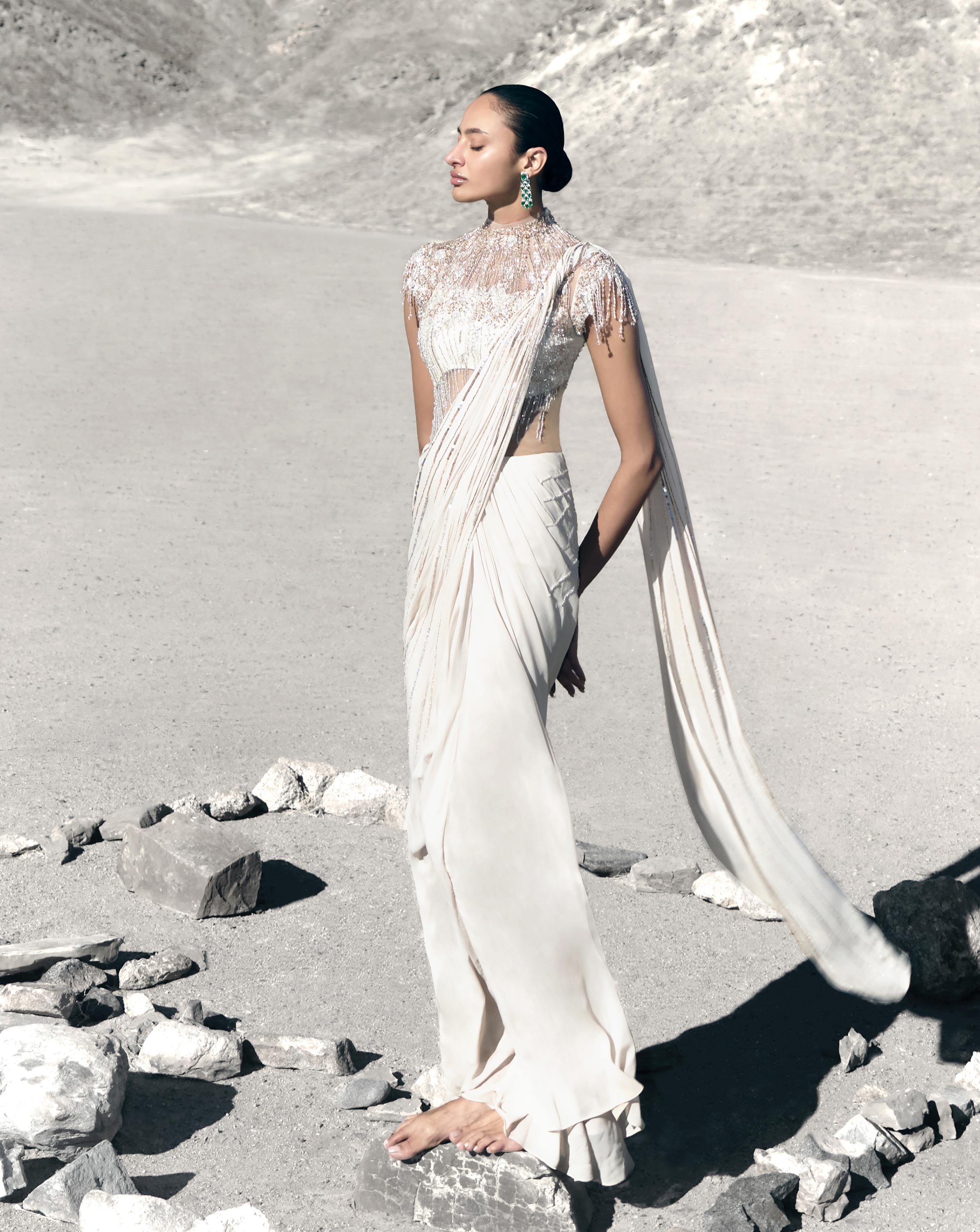 The Floral Pearl Saree Gown