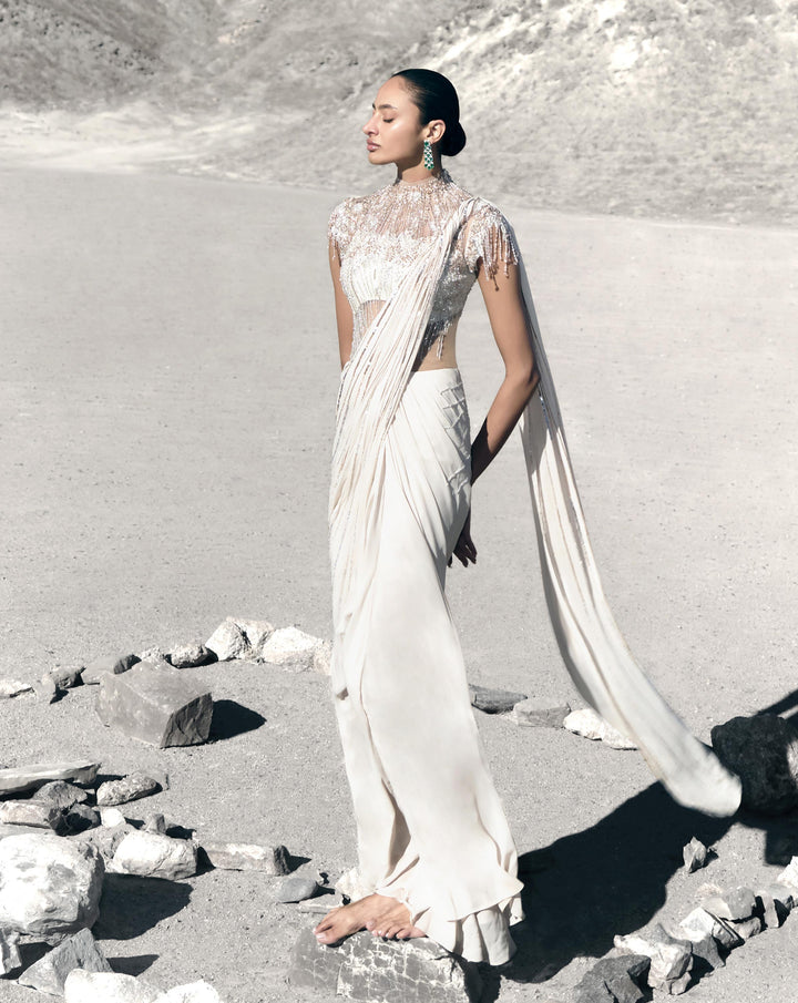 The Floral Pearl Saree Gown