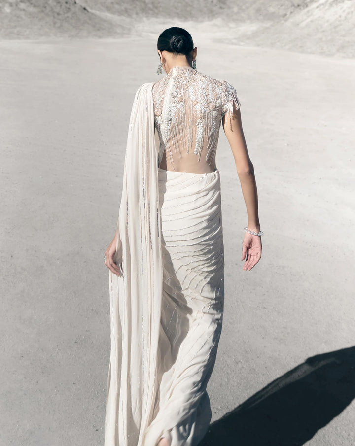 The Floral Pearl Saree Gown