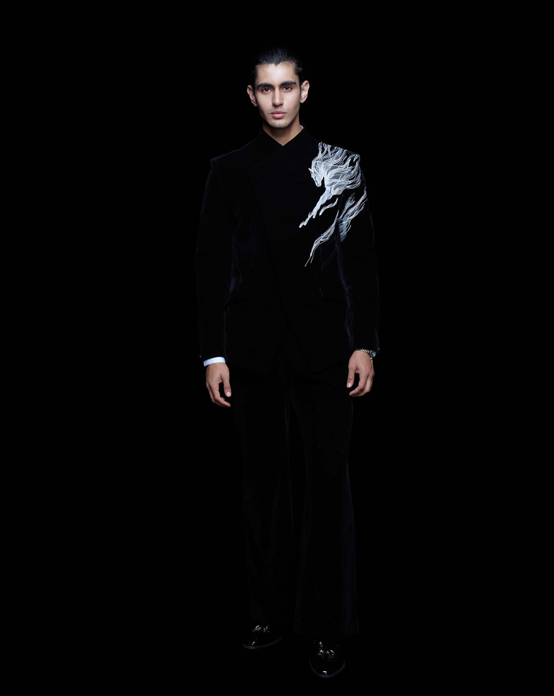 Feathered Pegasus Velvet Bandhgala