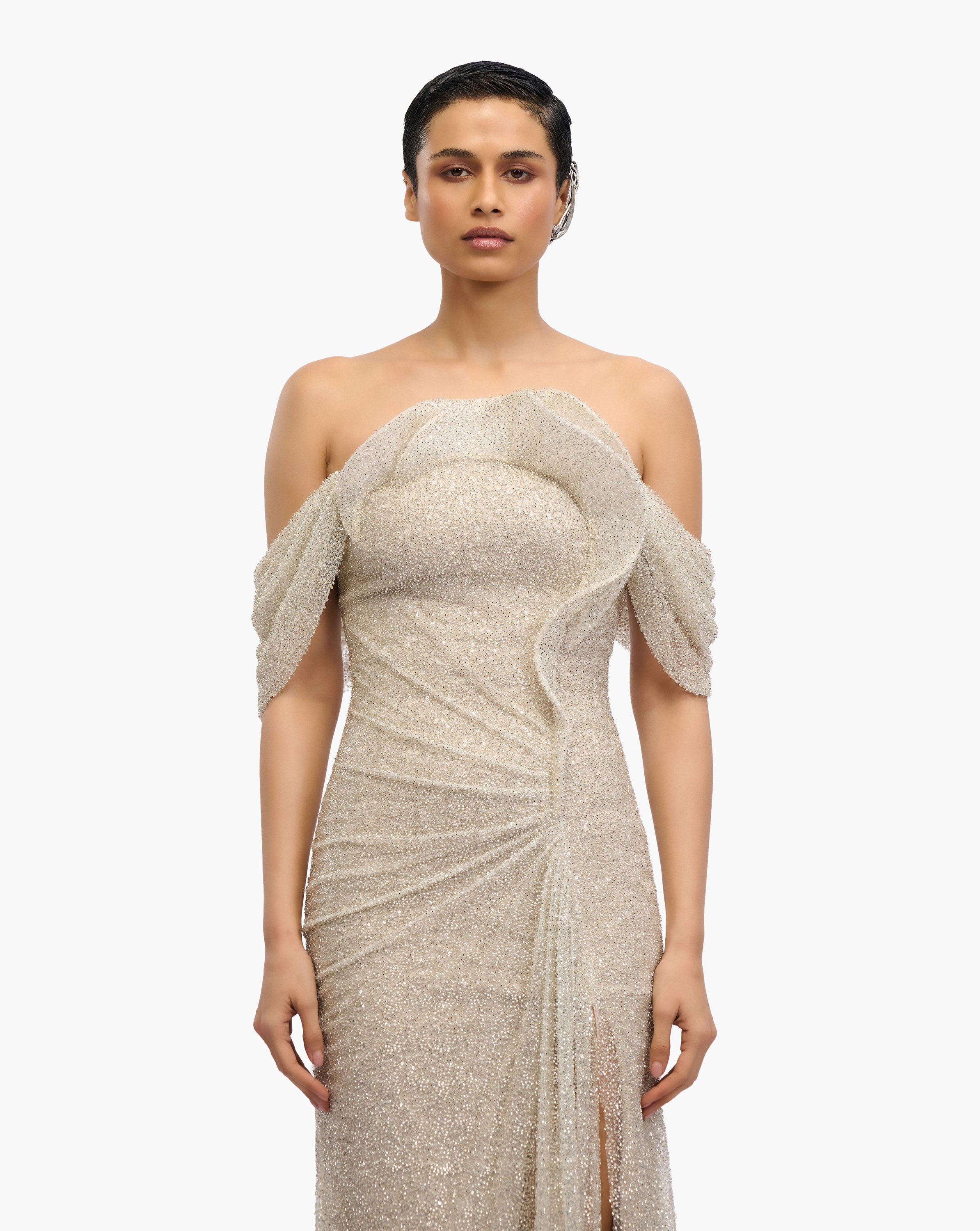 Neptune Ruffle Sequin Gown